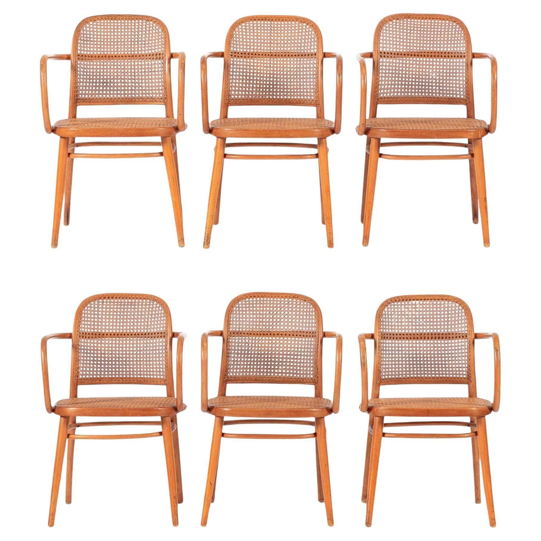Vintage Bent Wood & Wicker Cafe Chairs by Josef Hoffman for Ligna
