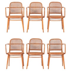 Vintage Bent Wood & Wicker Cafe Chairs by Josef Hoffman for Ligna