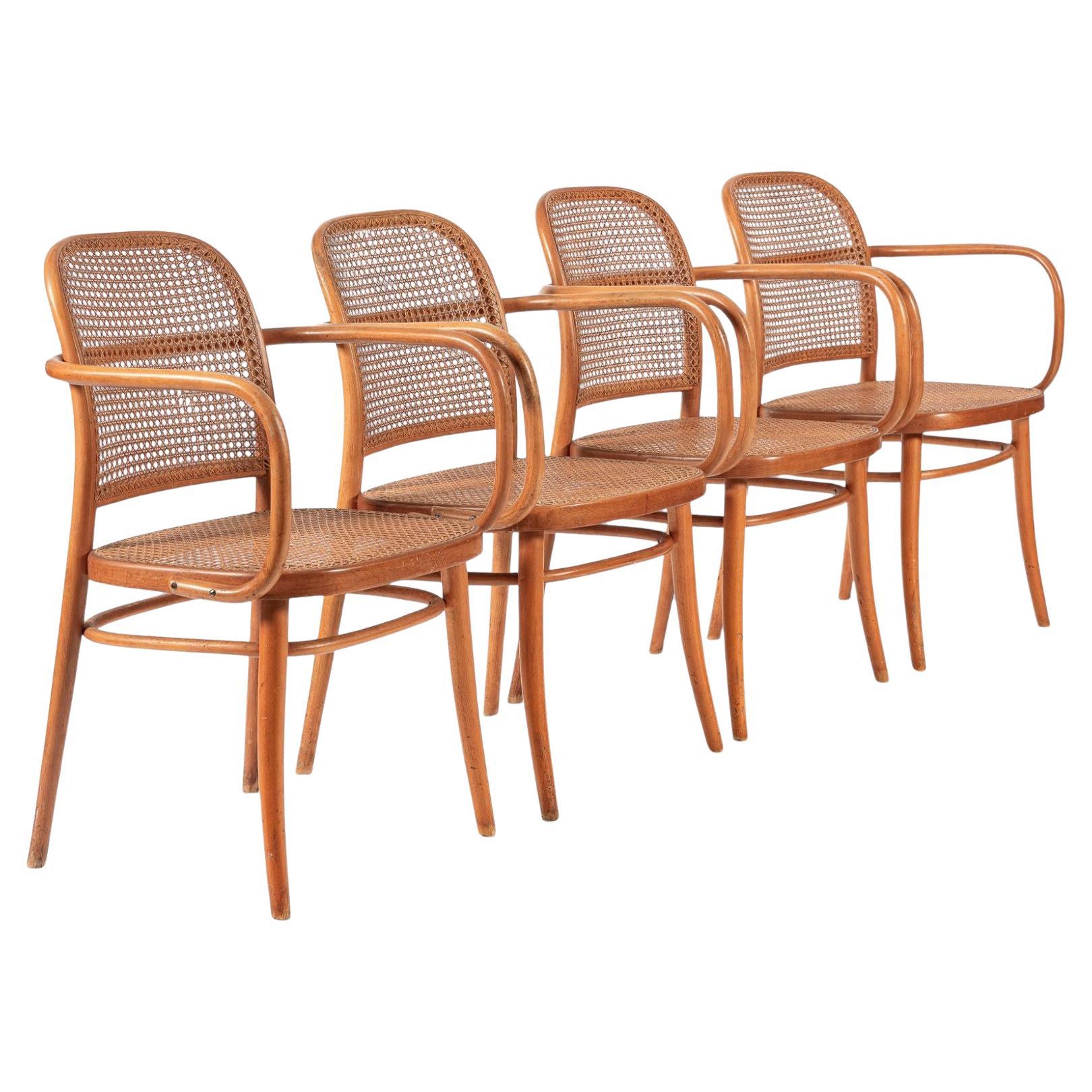Vintage Bent Wood & Wicker Cafe Chairs by Josef Hoffman for Ligna