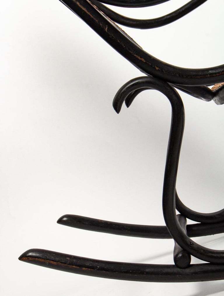 Stained Rocking Chair Vintage Bentwood and Black Stained Rocking Chair For Sale at 1stDibs