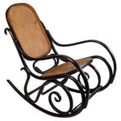 Vintage Bentwood and Black Stained Rocking Chair