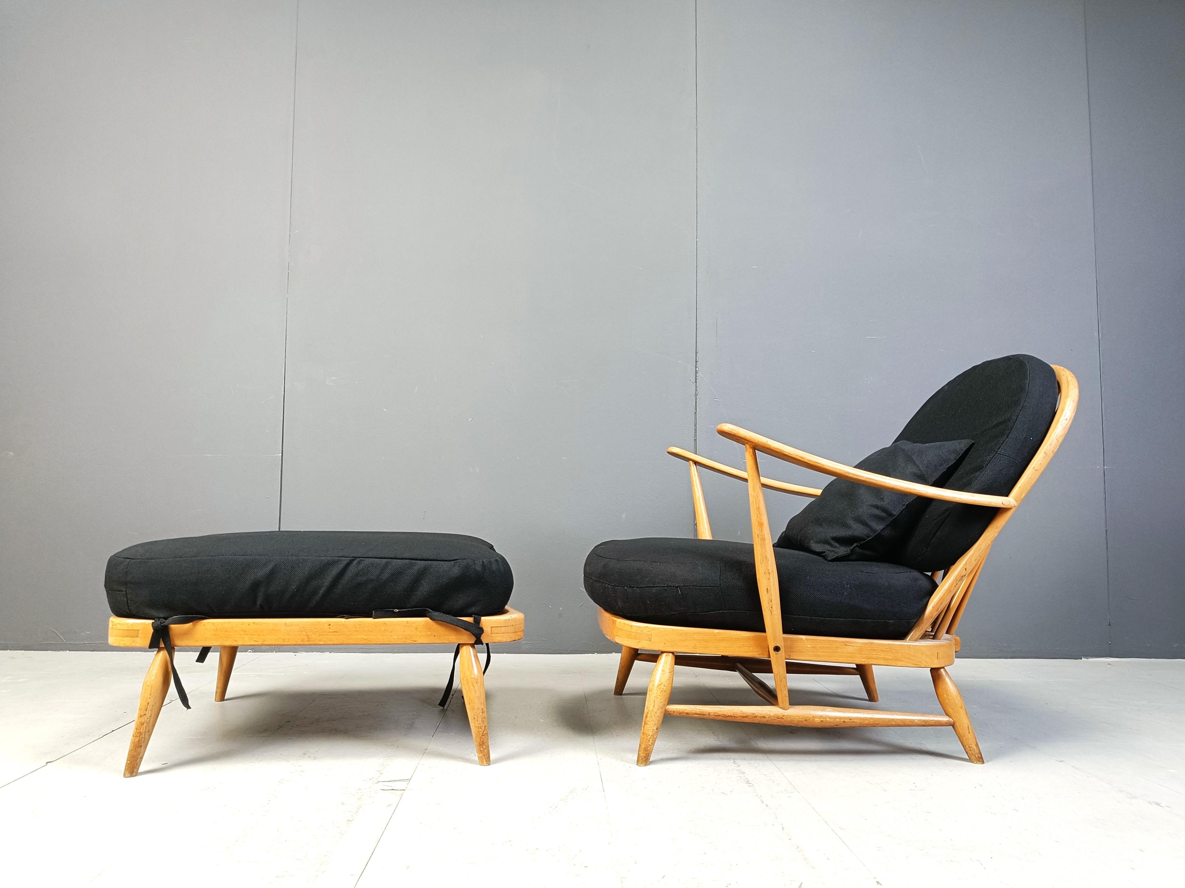 Vintage bentwood armchair and footstool by Ercol, 1960s 3