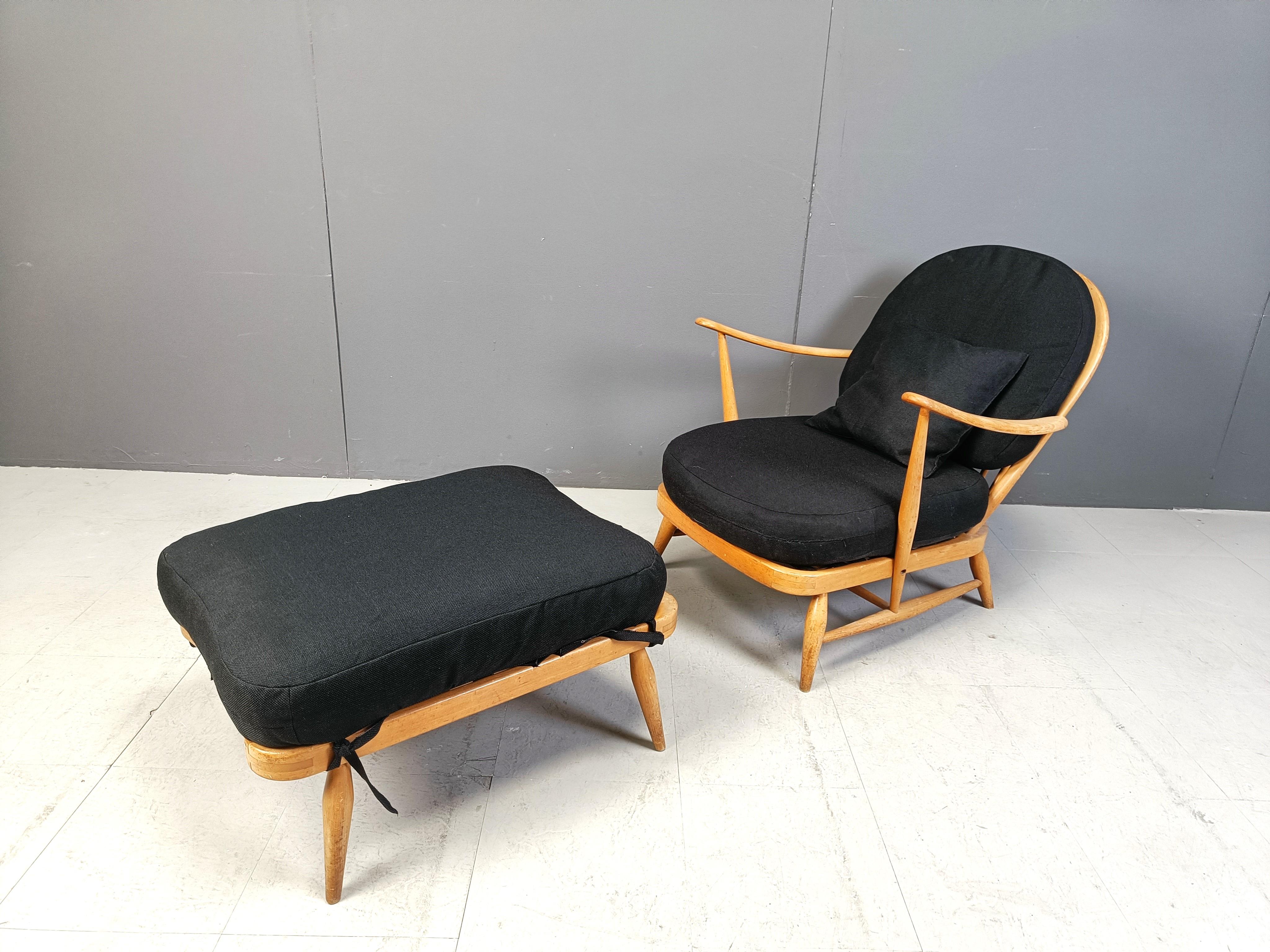 European Vintage bentwood armchair and footstool by Ercol, 1960s