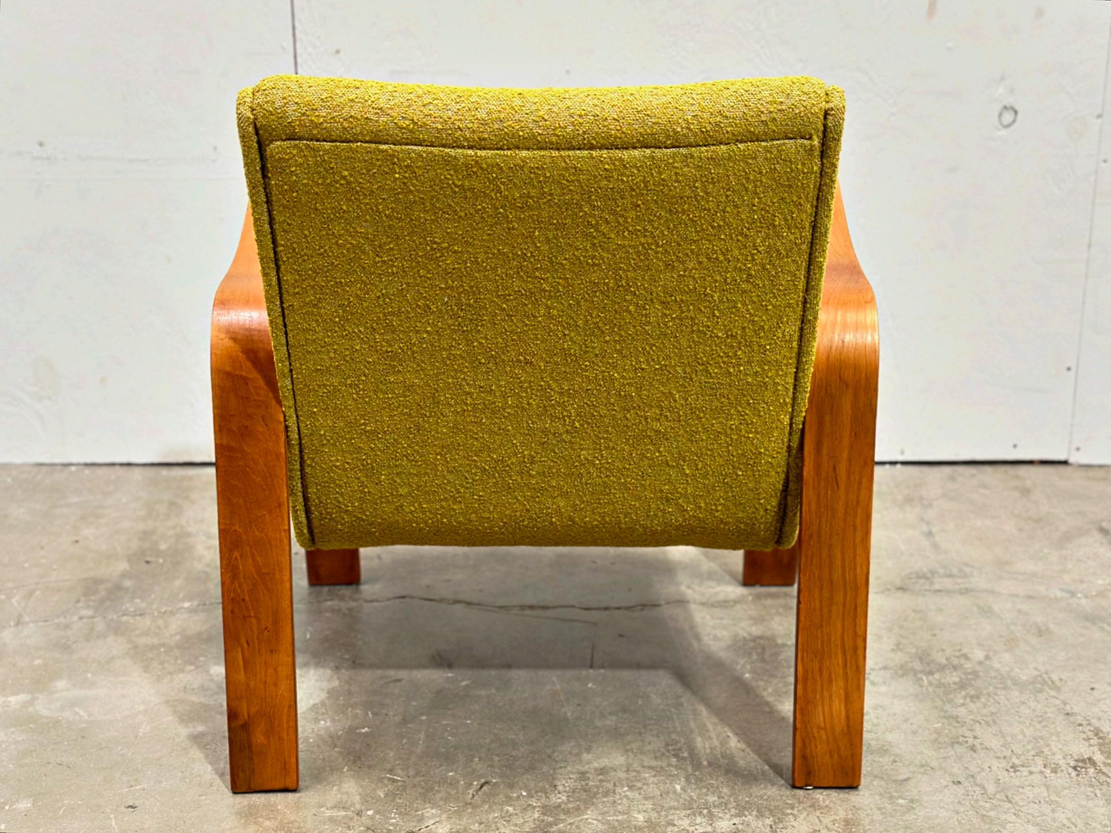 Vintage Bentwood Armchair by Thonet - Circa 1950s - Chartreuse Boucle 1