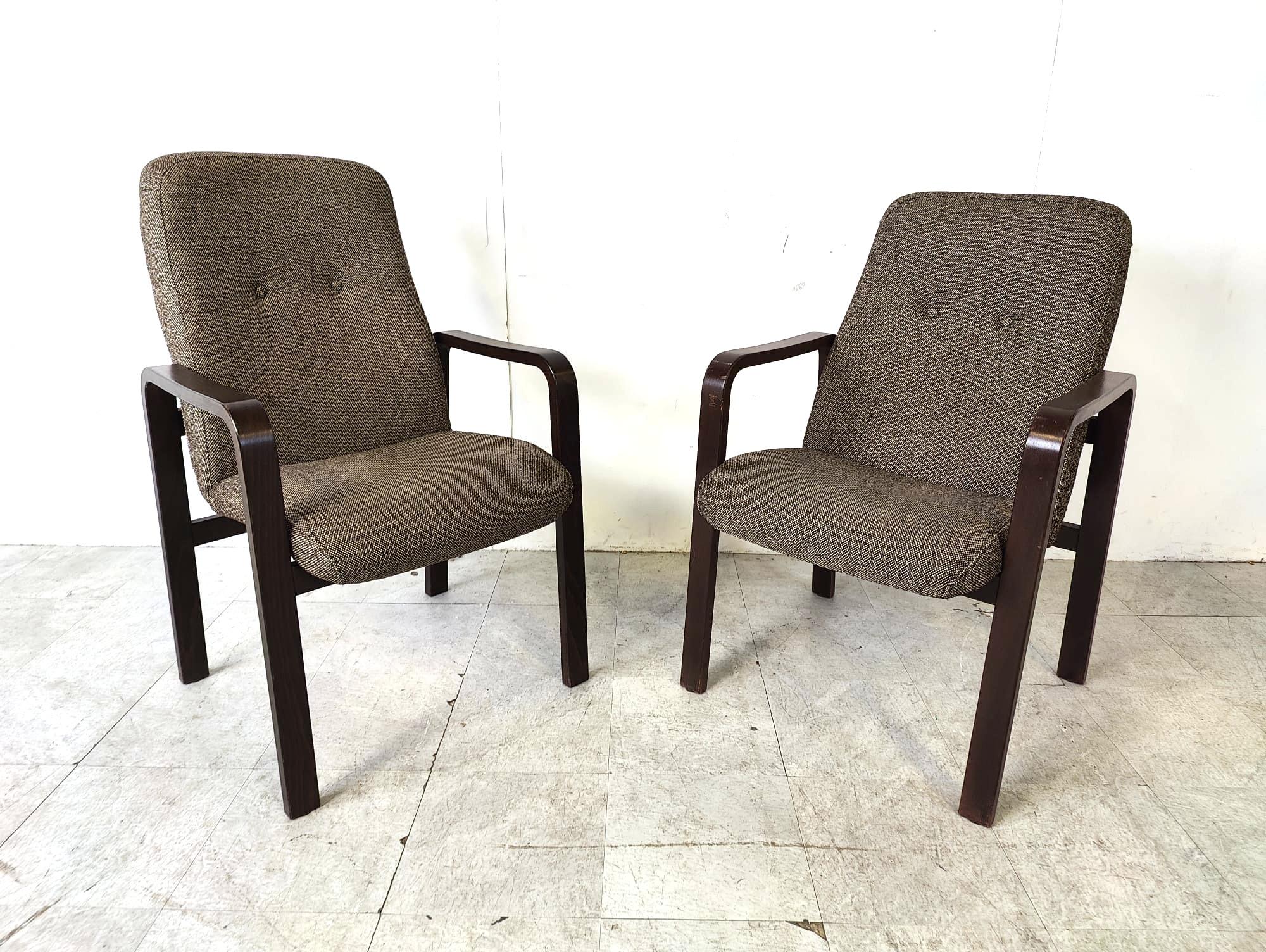 Fabric Vintage bentwood armchairs, 1970s For Sale