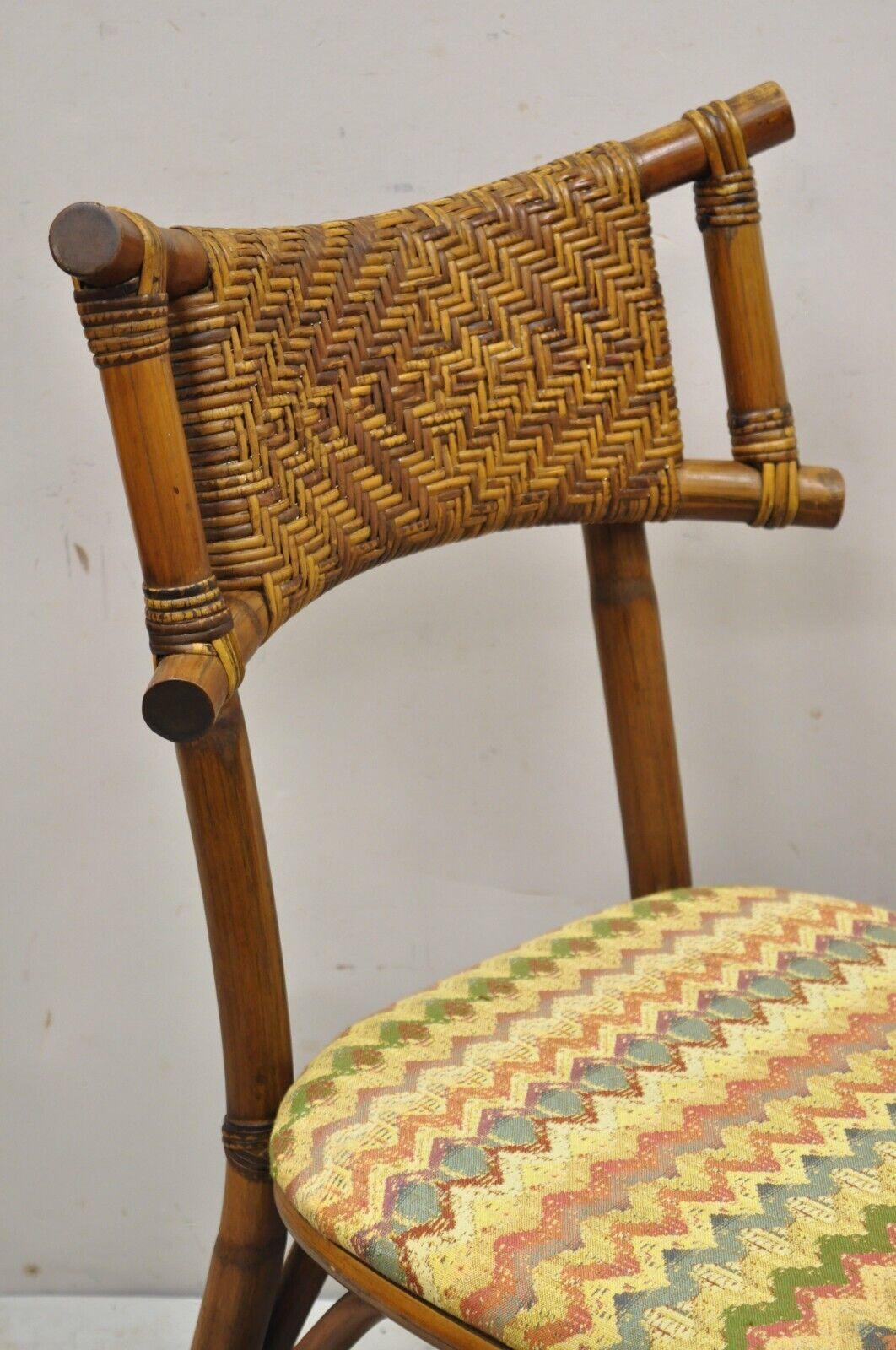 Vintage Bentwood Bamboo Rattan Tiki Hollywood Regency Dining Chairs, Set of 4 7