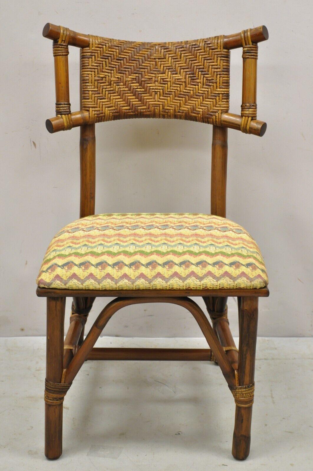 Vintage Bentwood Bamboo Rattan Tiki Hollywood Regency Dining Chairs, Set of 4 8