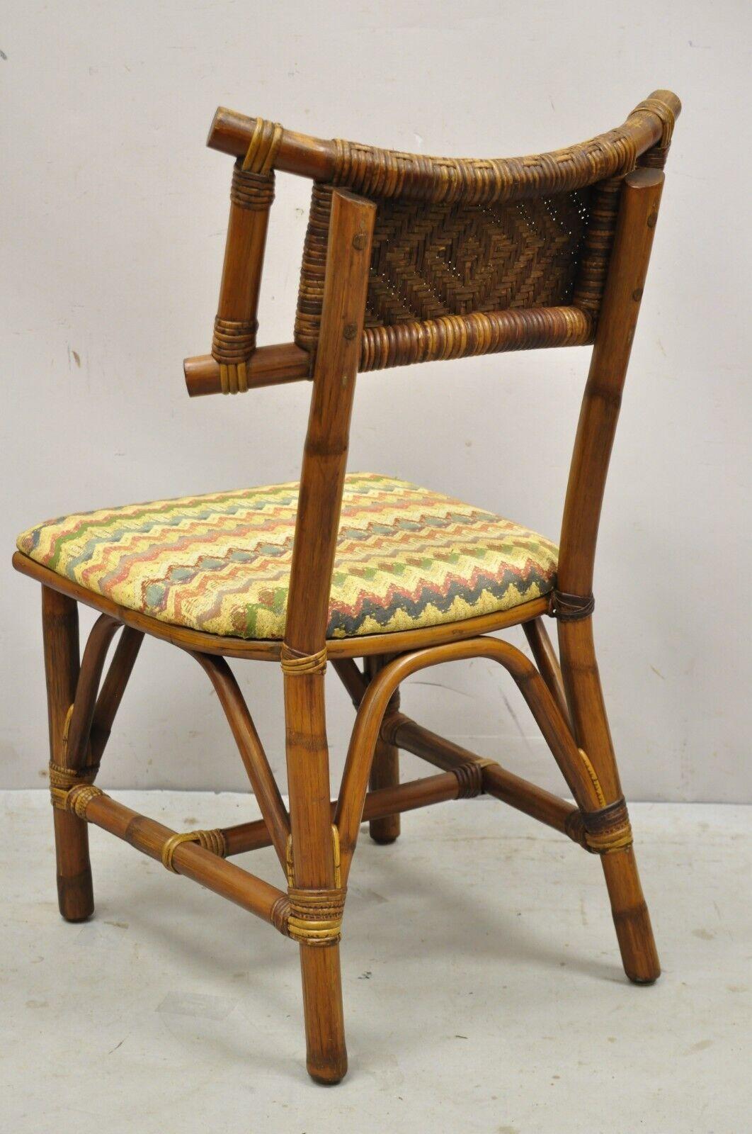 Vintage Bentwood Bamboo Rattan Tiki Hollywood Regency Dining Chairs, Set of 4 5