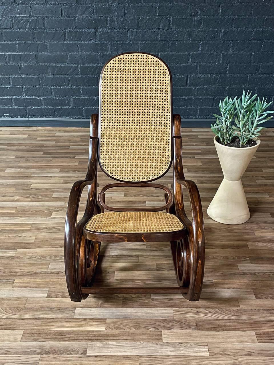 Late 20th Century Vintage Bentwood & Cane Rocking Chair