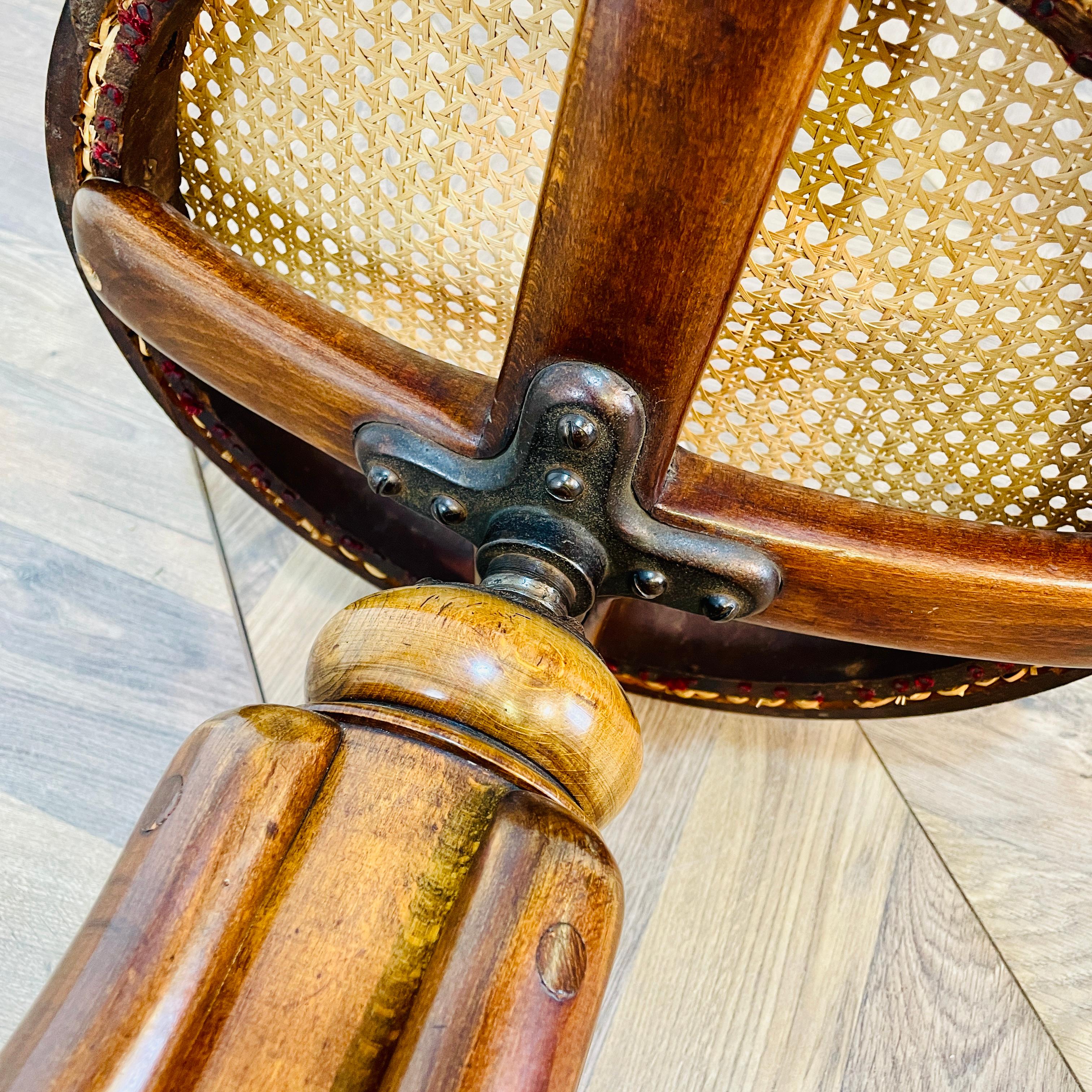 Vintage Bentwood + Cane Swivel Stool by Thonet, 1920s In Good Condition For Sale In Ely, GB