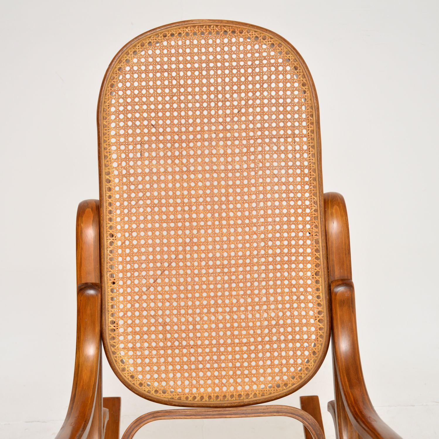 Vintage Bentwood & Cane Thonet Rocking Chair 4
