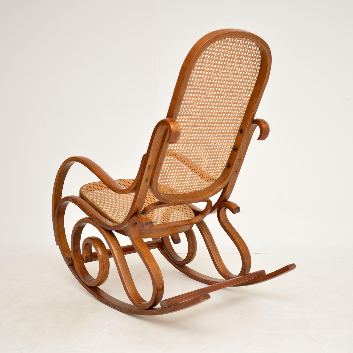 Mid-Century Modern Vintage Bentwood & Cane Thonet Rocking Chair
