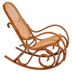 Retro Bentwood & Cane Thonet Rocking Chair