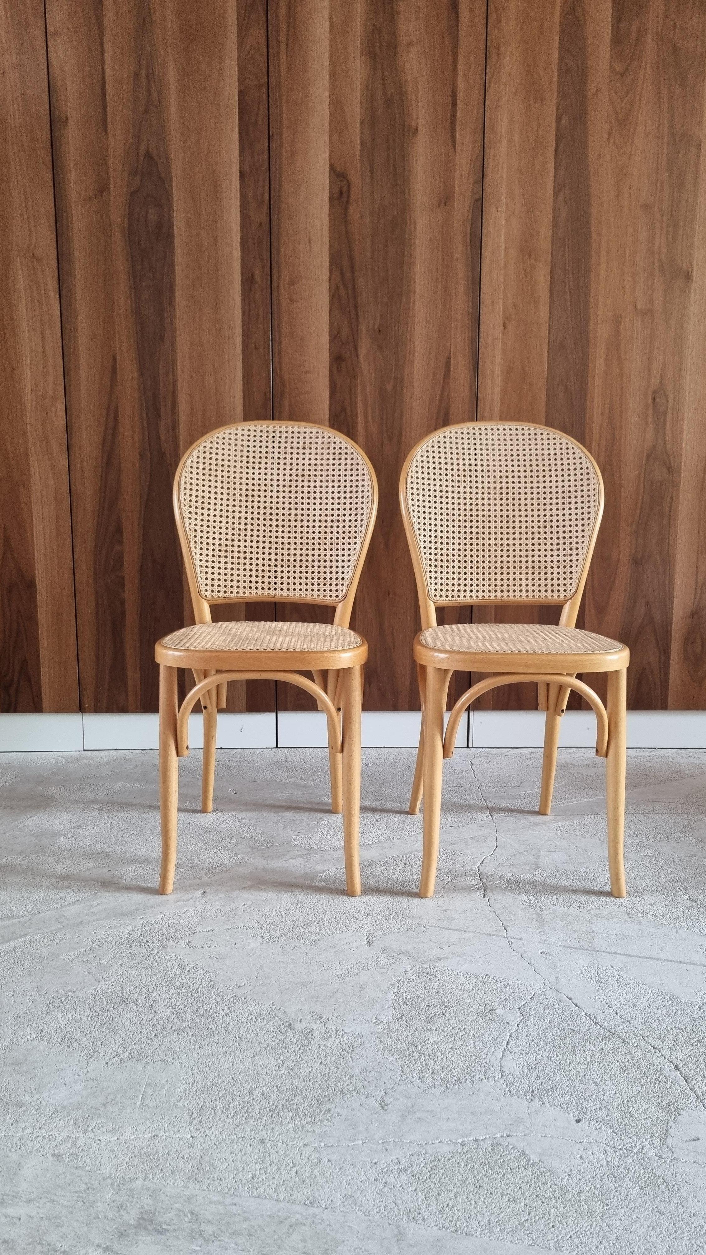 Vintage Bentwood & Cane Wood Dining Chairs, 1980s 6