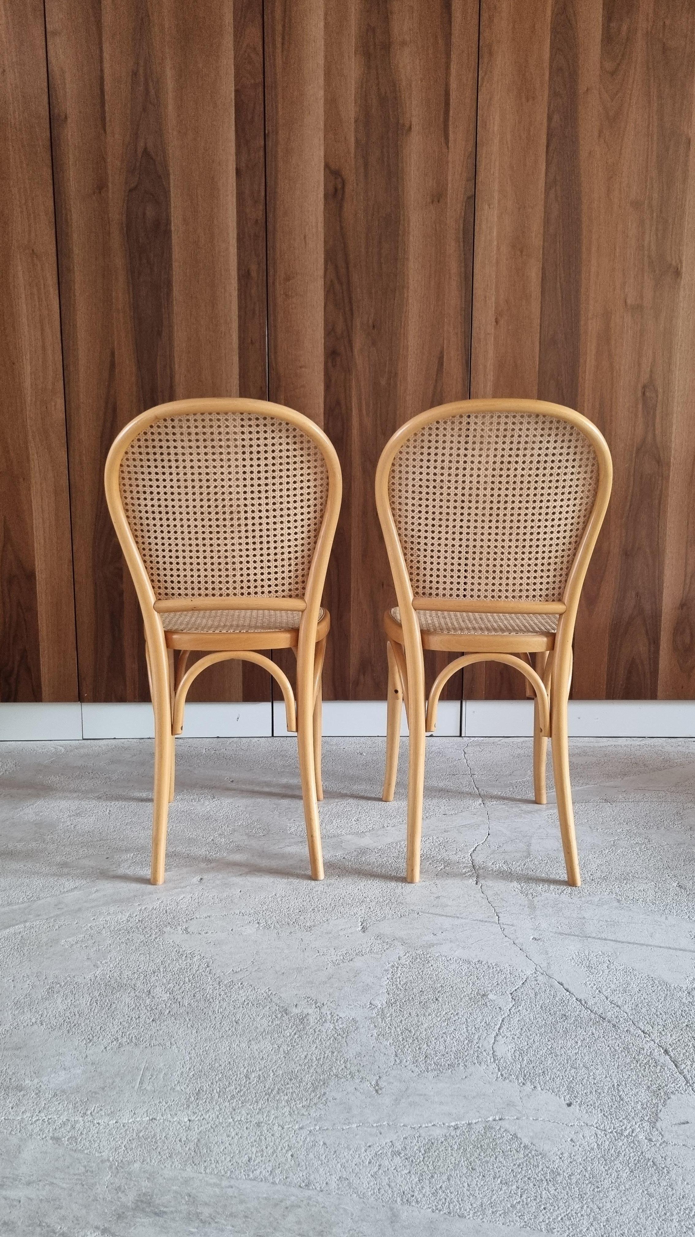 Vintage Bentwood & Cane Wood Dining Chairs, 1980s 8