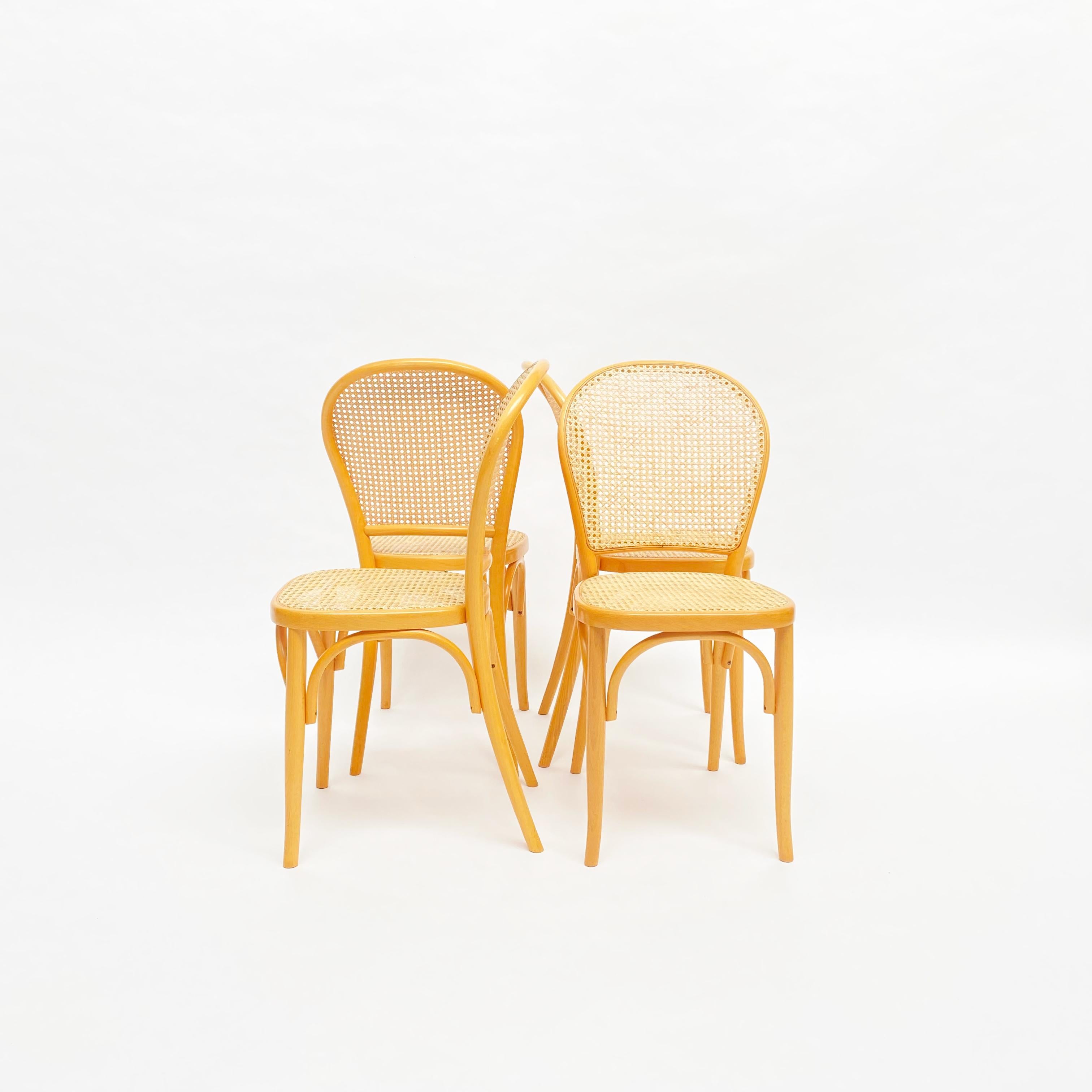 Mid-Century Modern Vintage Bentwood & Cane Wood Dining Chairs, 1980s
