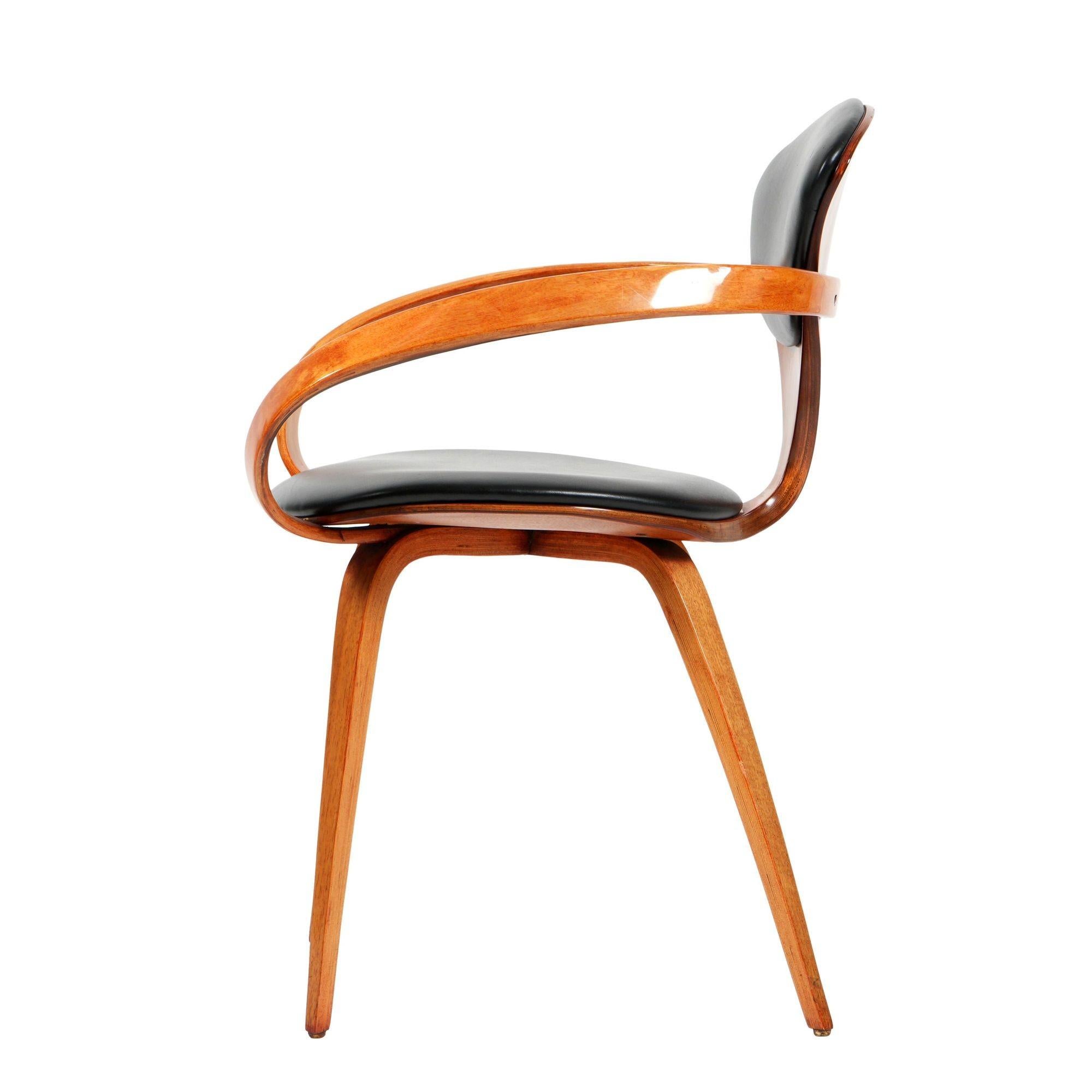 Vintage-Stuhl „Pretzel“ aus Bugholz und Leder von Norman Cherner im Angebot 1