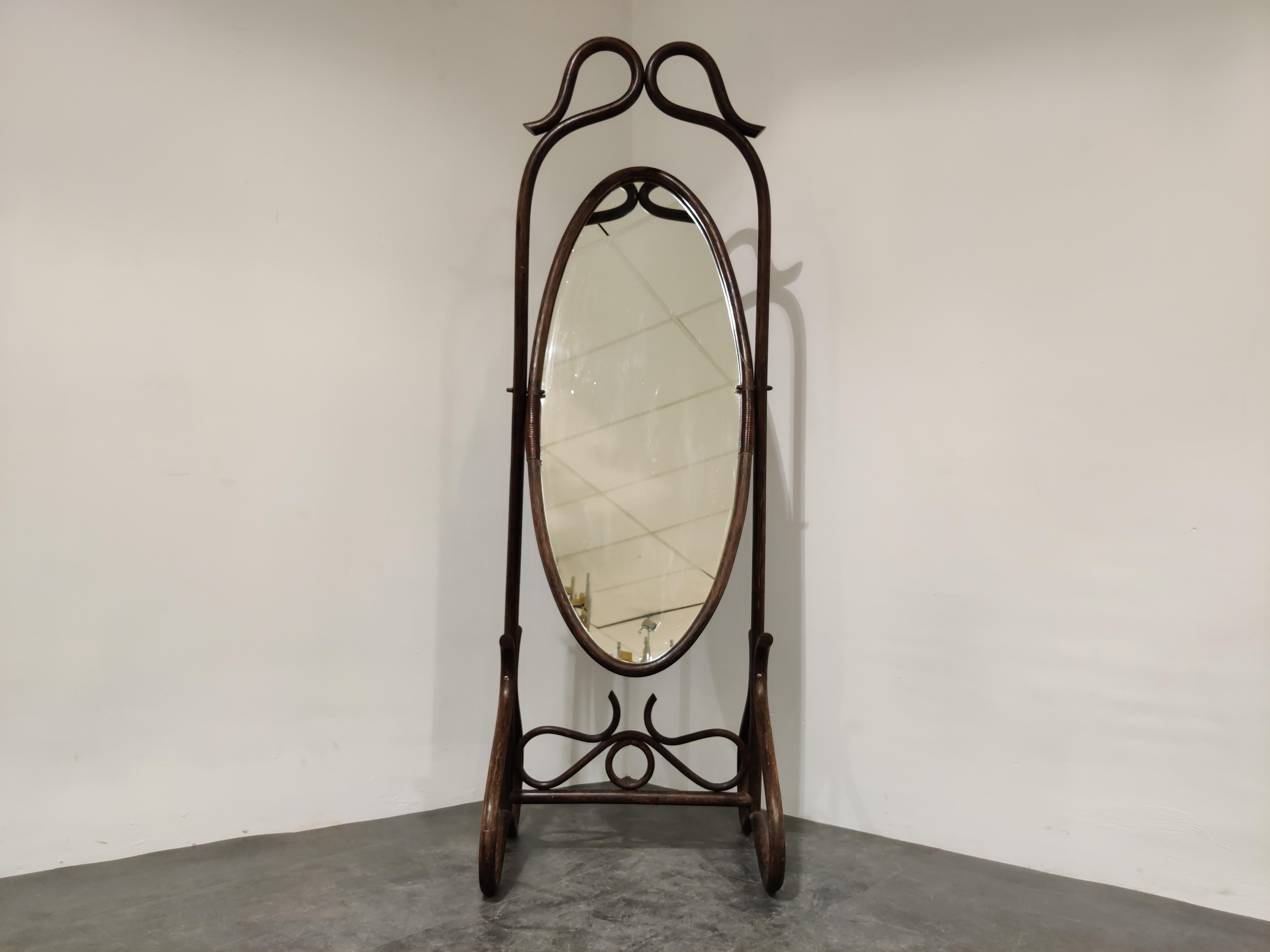 Vintage-Spiegel aus Bugholz, 1960er Jahre (Belgisch) im Angebot