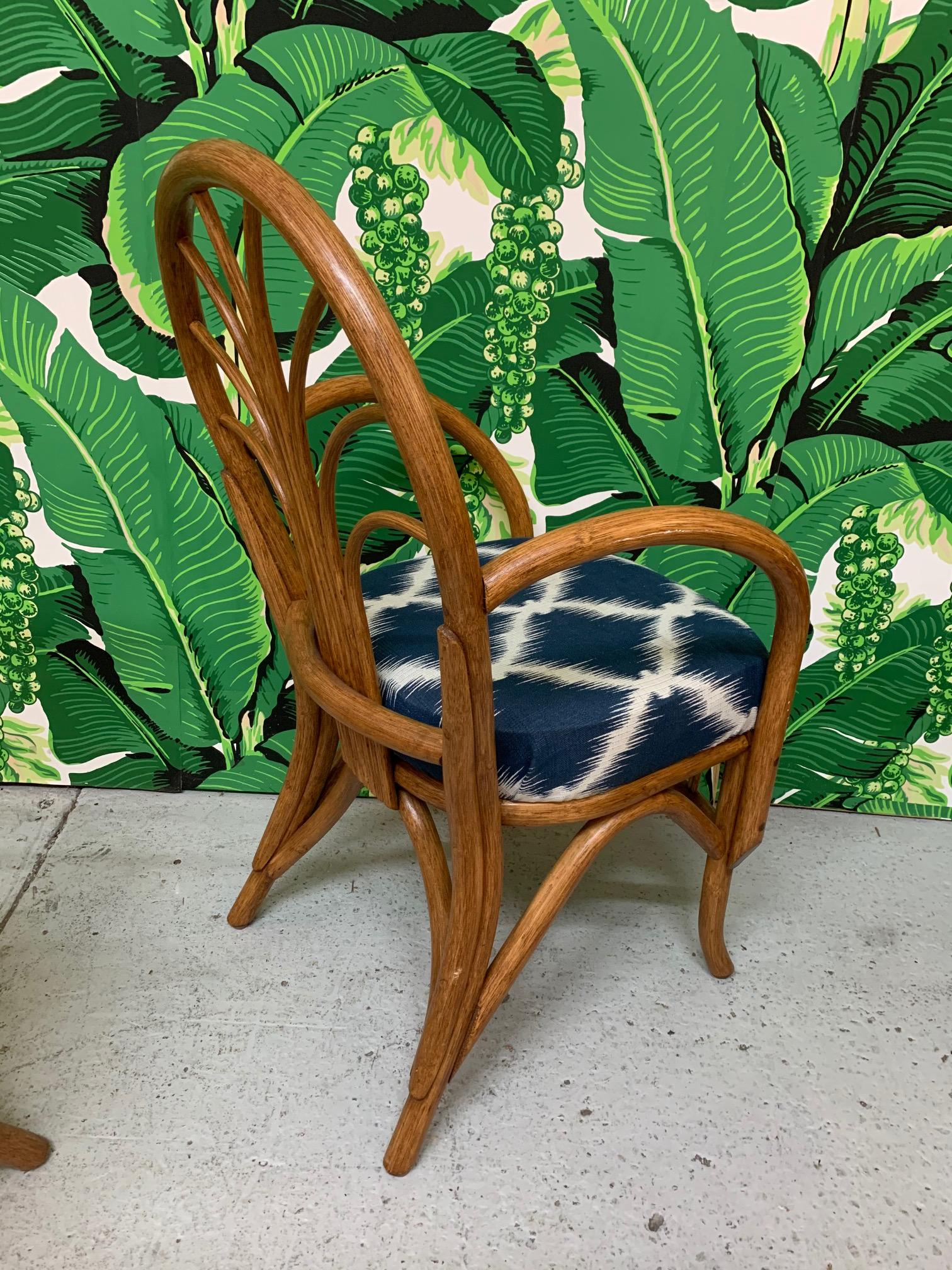 Organic Modern Vintage Bentwood Rattan Dining Chairs, Set of 4