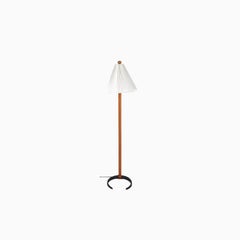Vintage Bentwood Teak Floorlamp with Accordian Shade by Mads Caprani