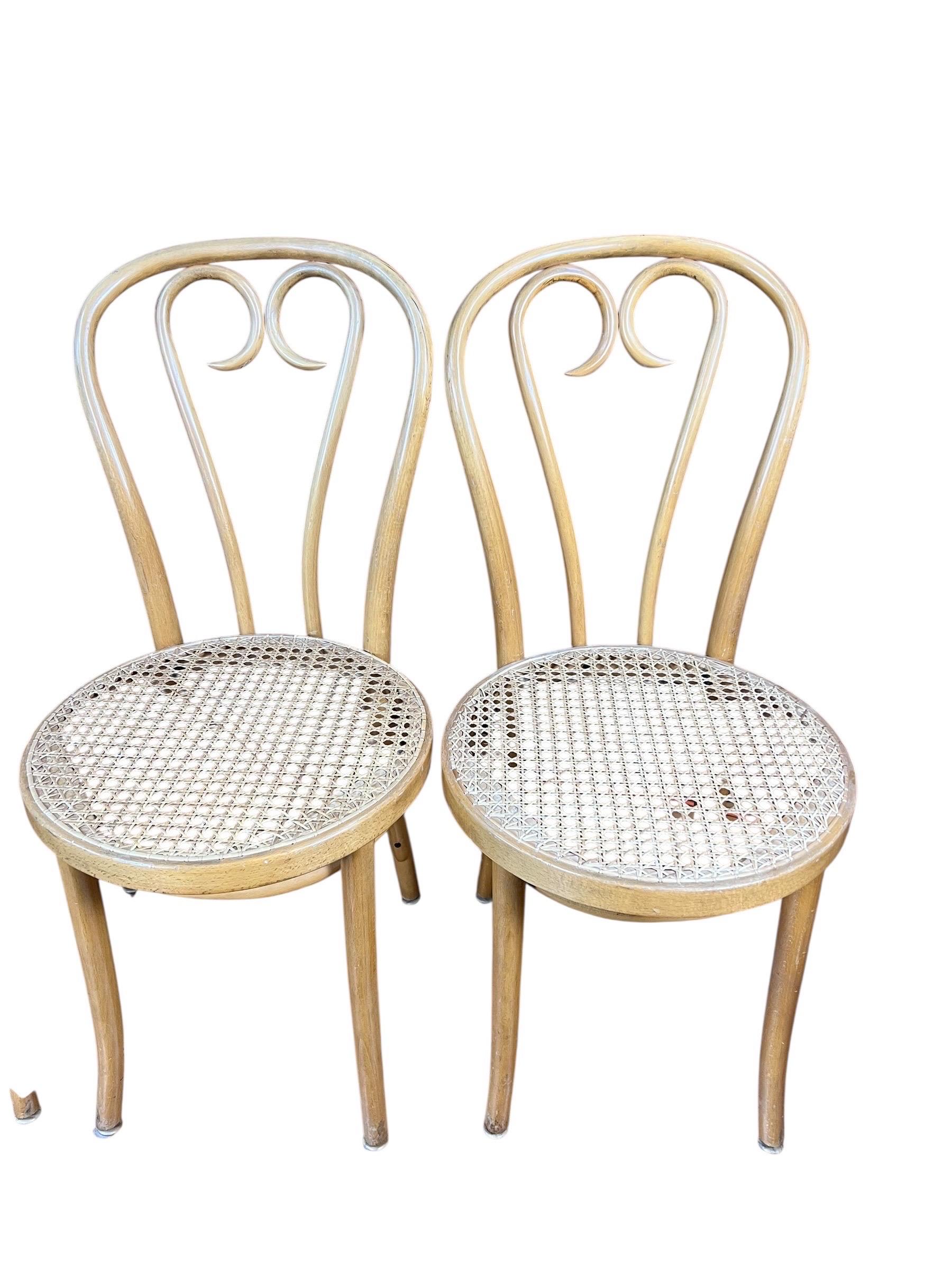 Sedie da caffè in stile Thonet in legno di borgogna d'epoca - Set di 4 sedie in vendita 3