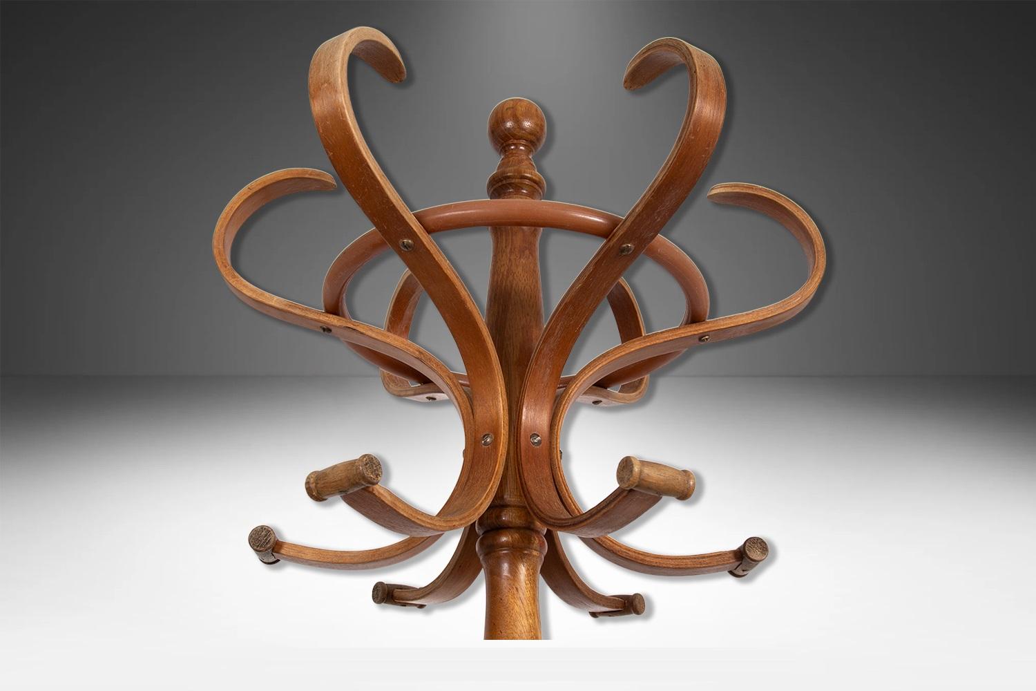 Mid-20th Century Vintage Bentwood Thonet Style Coat Hat Rack Hall Tree For Sale