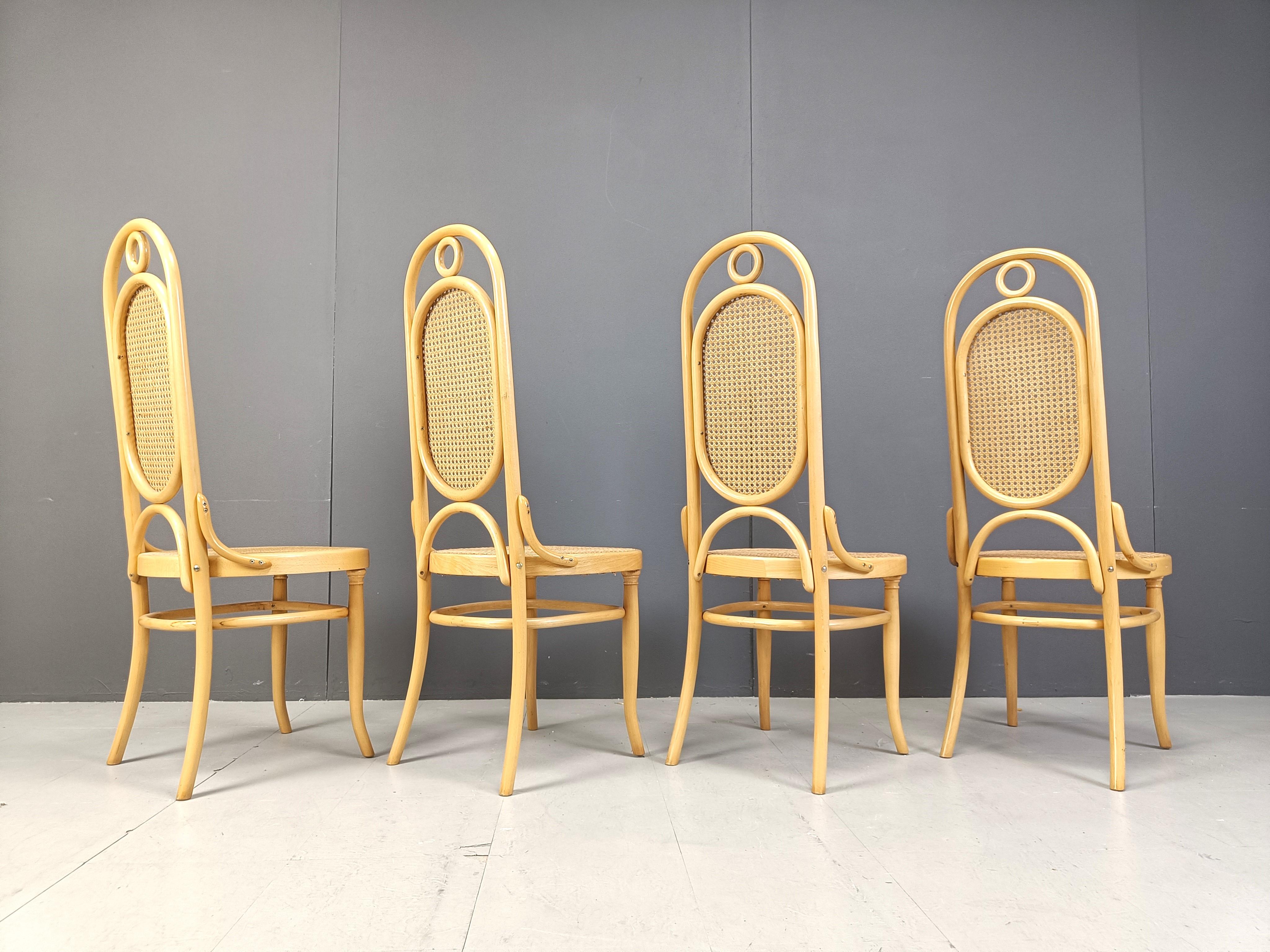 Cane Vintage bentwood Thonet style dining chairs, 1970s