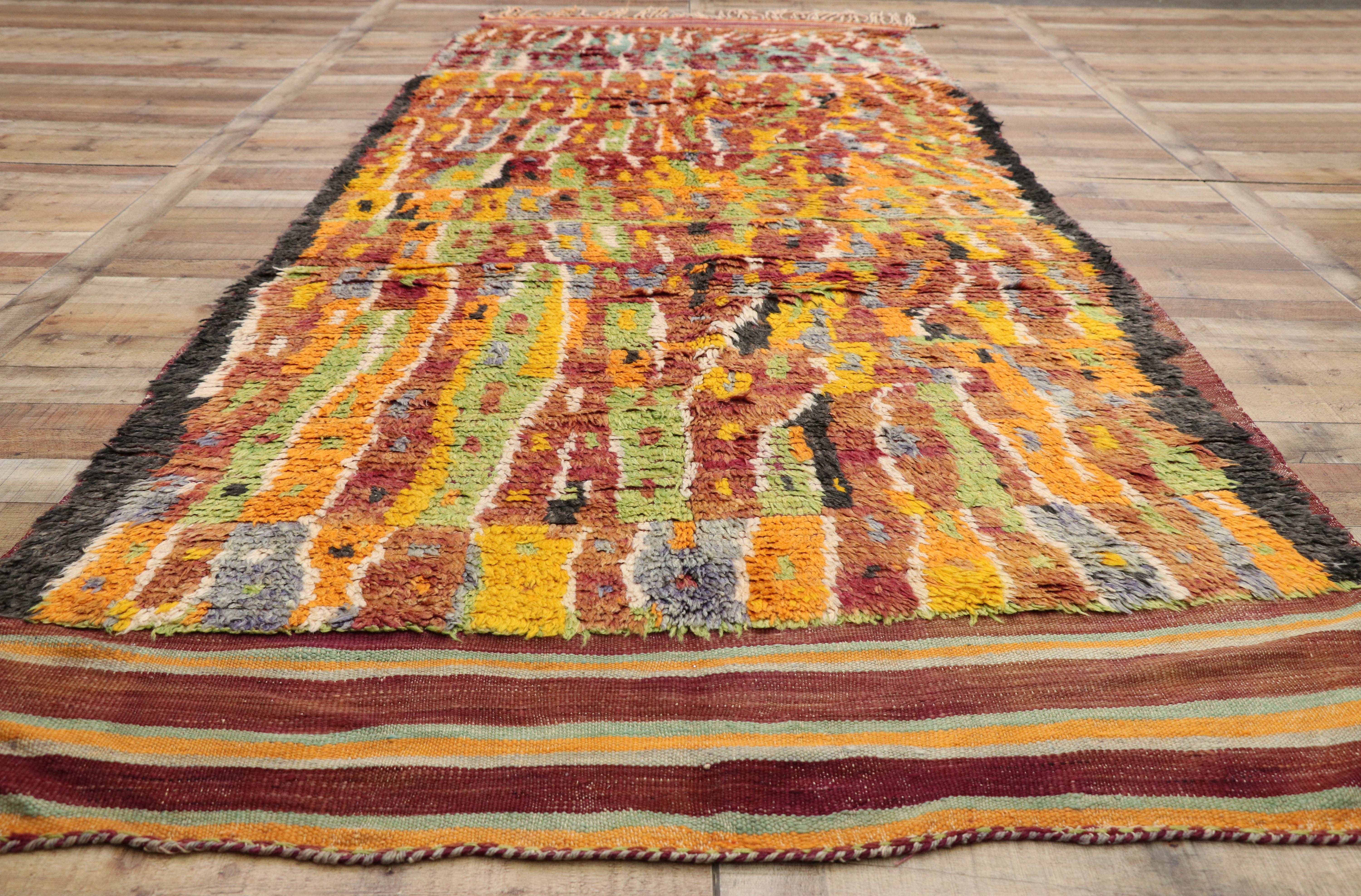 Vintage Berber Ait Bou Ichaouen Moroccan Rug with Abstract Expressionist Style For Sale 1