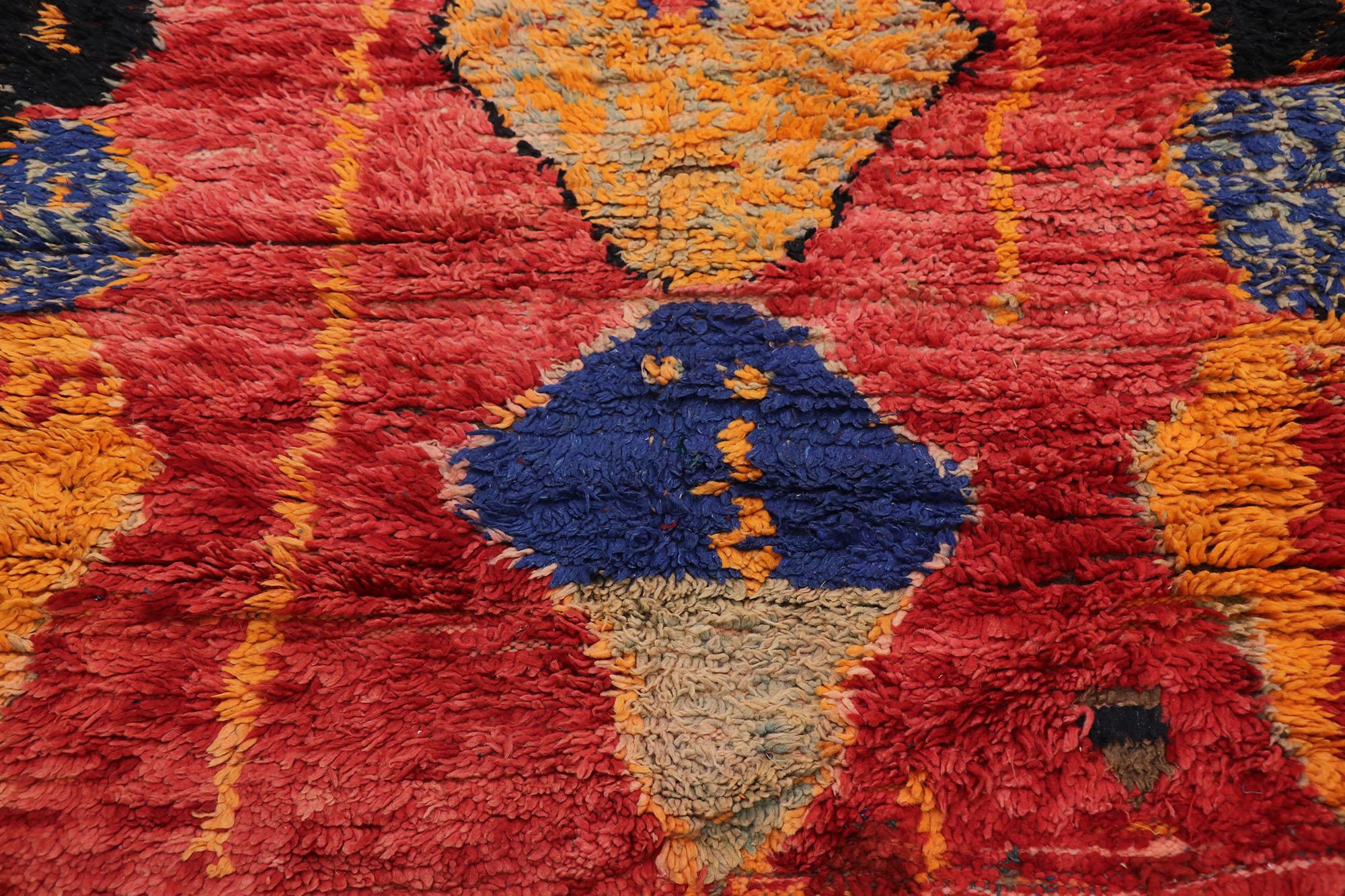 Hand-Knotted Vintage Berber Ait Bou Ichaouen Moroccan Rug with Tribal Style For Sale