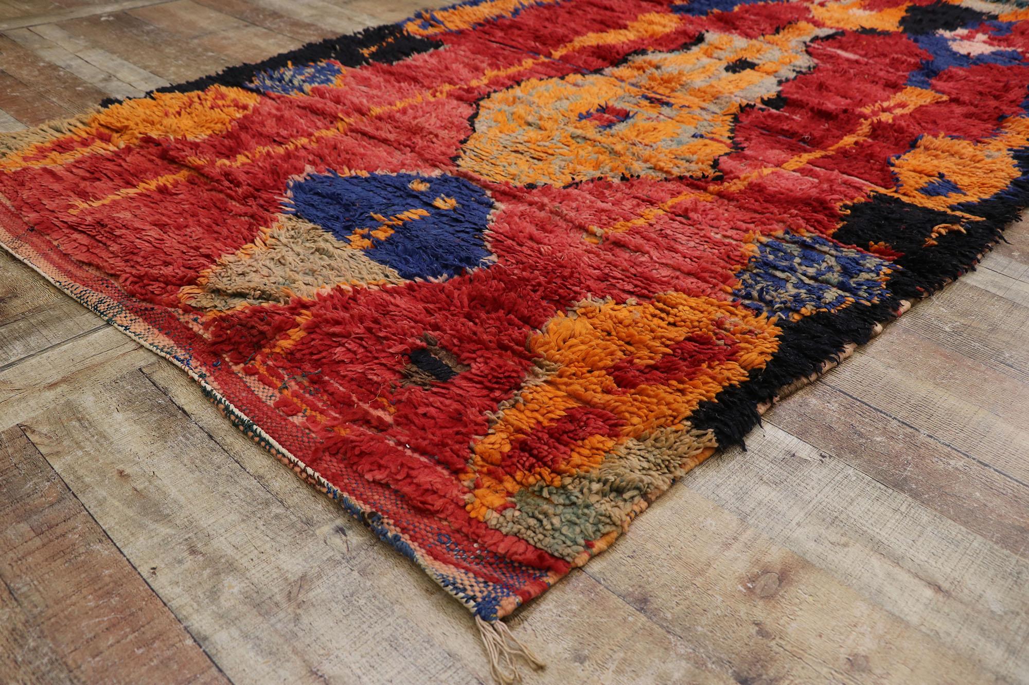 20th Century Vintage Berber Ait Bou Ichaouen Moroccan Rug with Tribal Style For Sale
