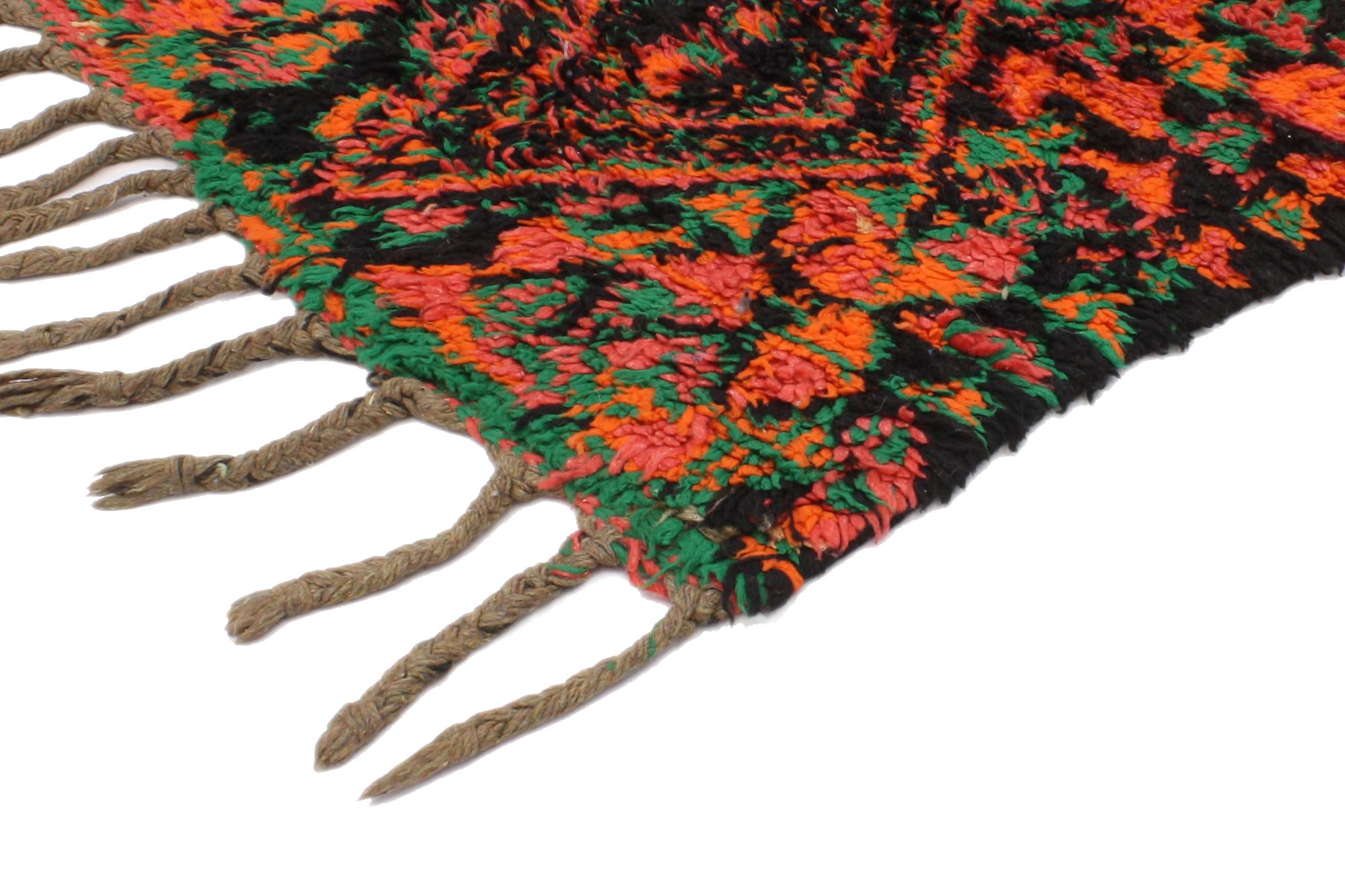 Vintage Berber Aït Bou Ichaouen Talsint Moroccan Runner with Tribal Style For Sale 4