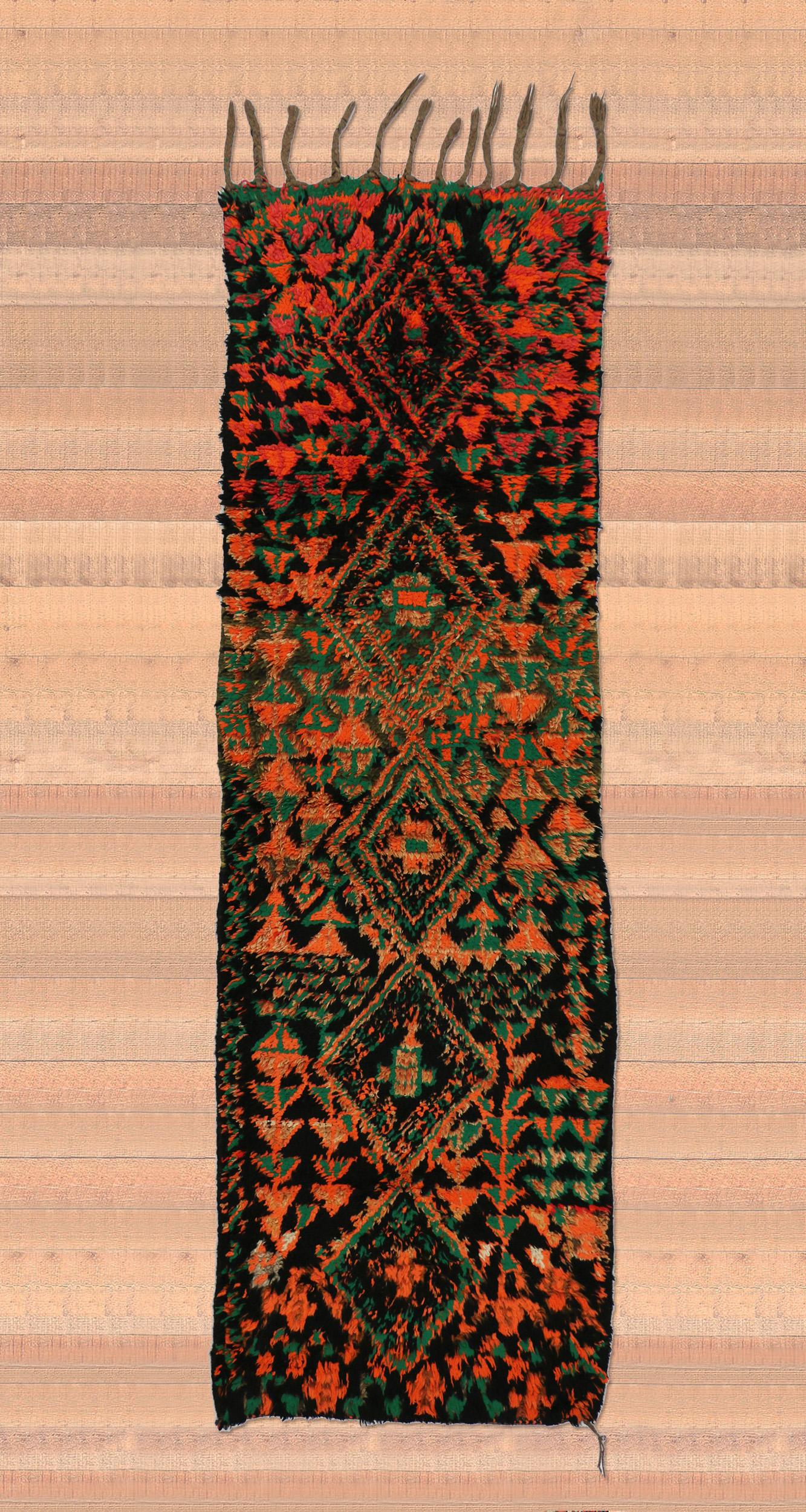 Vintage Berber Aït Bou Ichaouen Talsint Moroccan Runner with Tribal Style For Sale 2