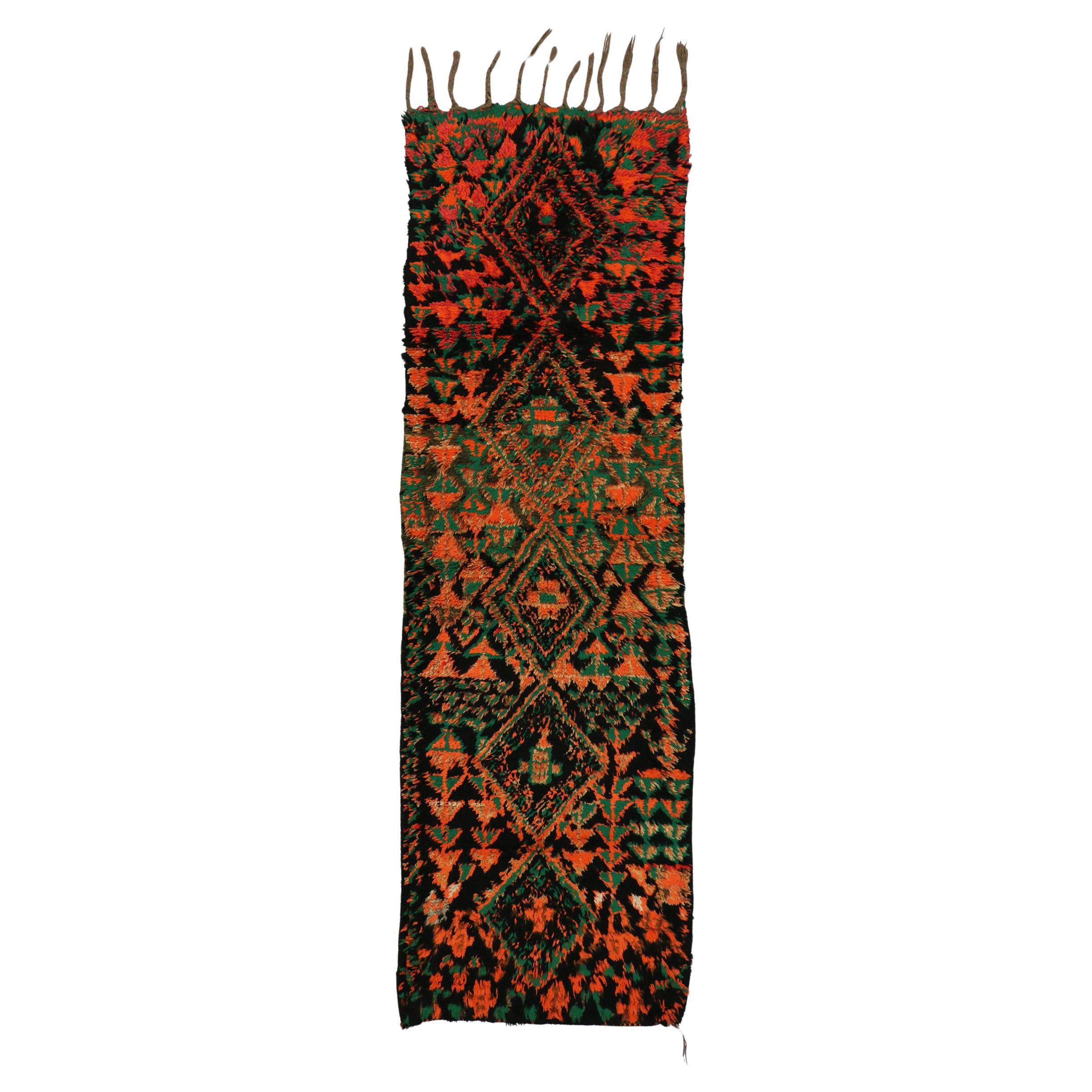 Vintage Berber Aït Bou Ichaouen Talsint Moroccan Runner with Tribal Style For Sale