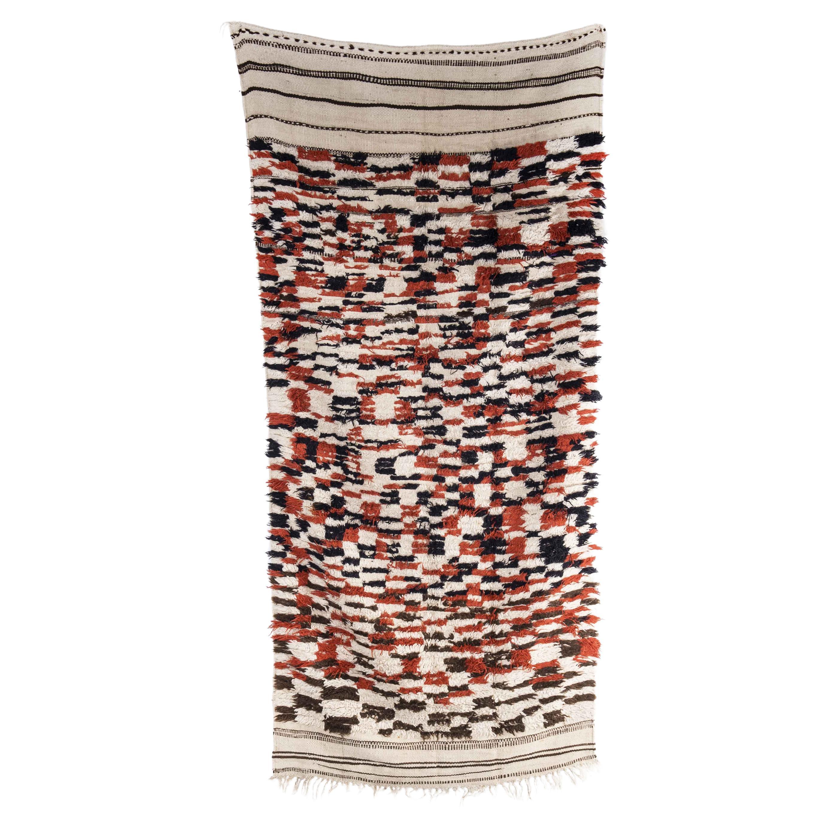 Vintage Berber Azilal Bold Square Pattern Graphic Rug For Sale at 1stDibs