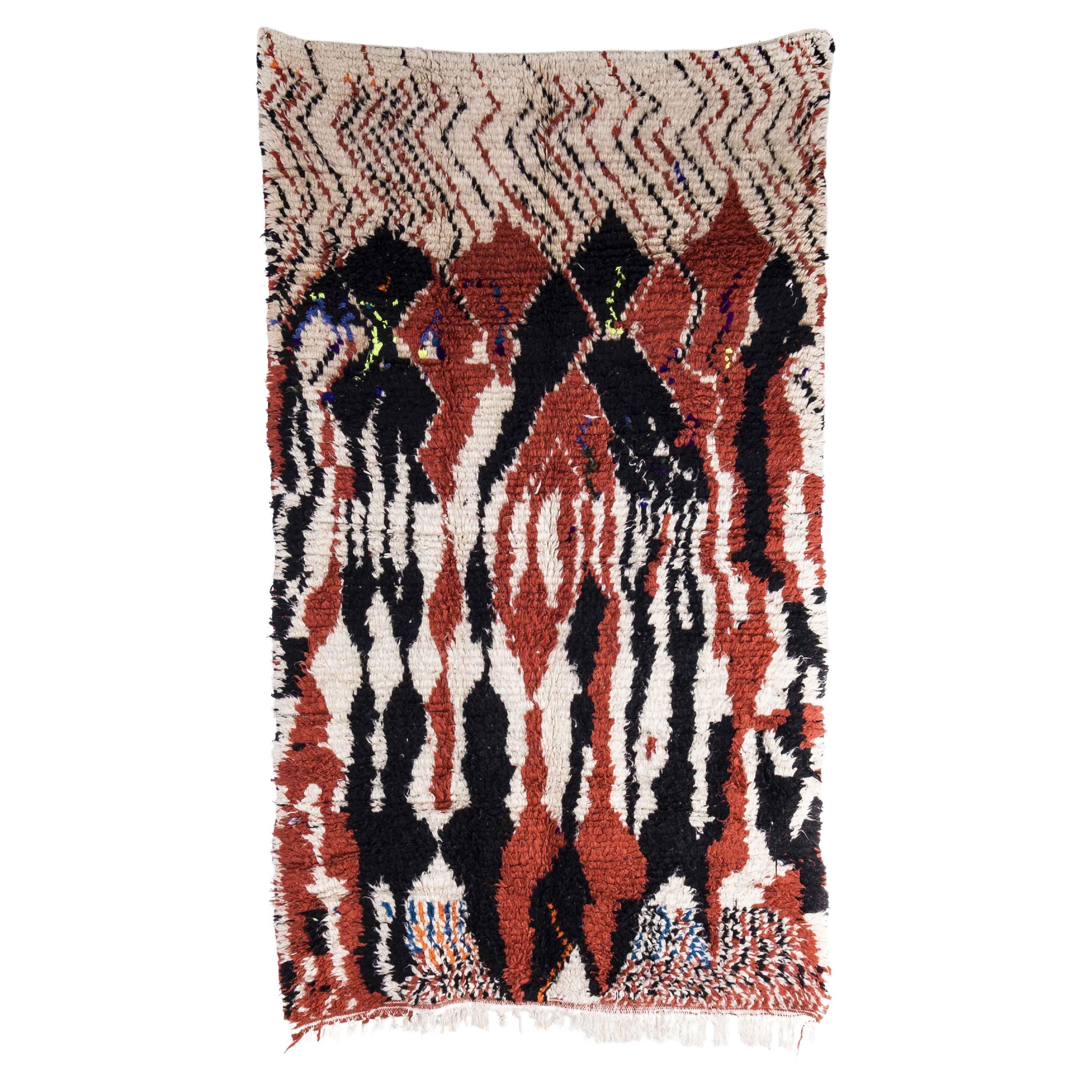 Vintage Berber Azilal Bold Square Pattern Graphic Rug For Sale at 1stDibs