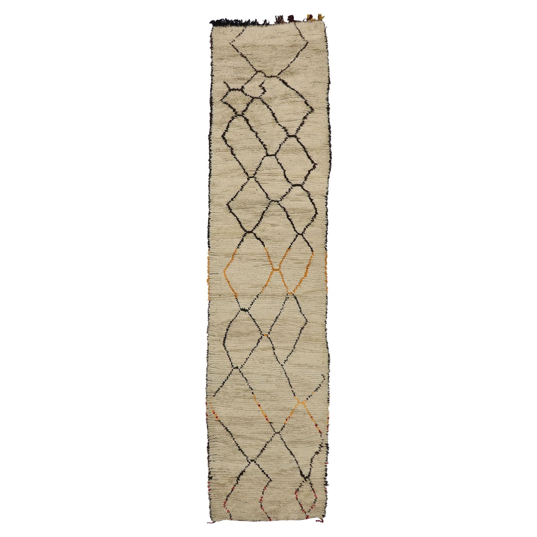 Vintage Berber Azilal Moroccan Runner with Tribal Style