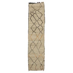 Vintage Berber Azilal Moroccan Runner with Tribal Style