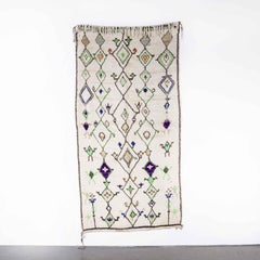 Vintage Berber Azilal Pure Wool Rug, Natural Wool Bold Geometric