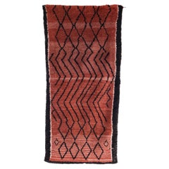Retro Berber Azilal Red Washed Diamond Pattern Graphic Rug