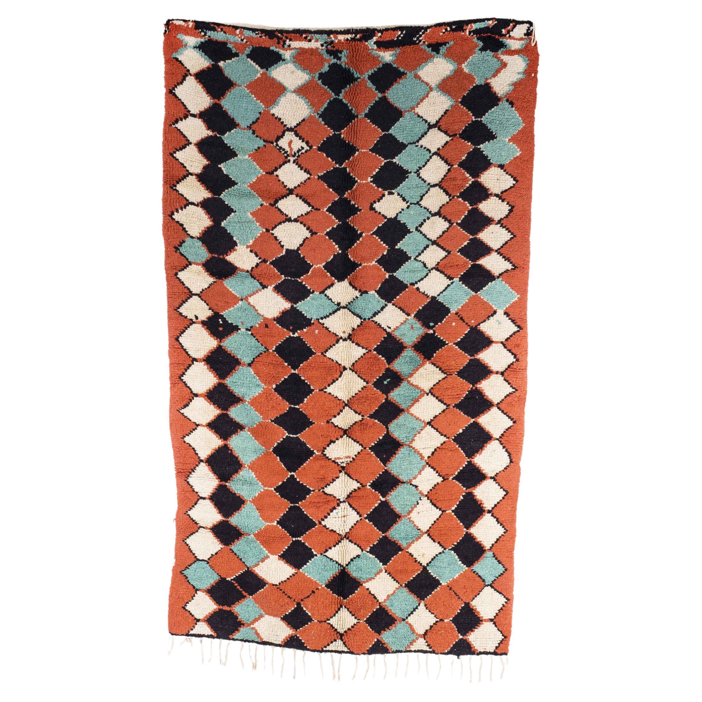 Vintage Berber Azilal Rug, Bright  Diamond Wool