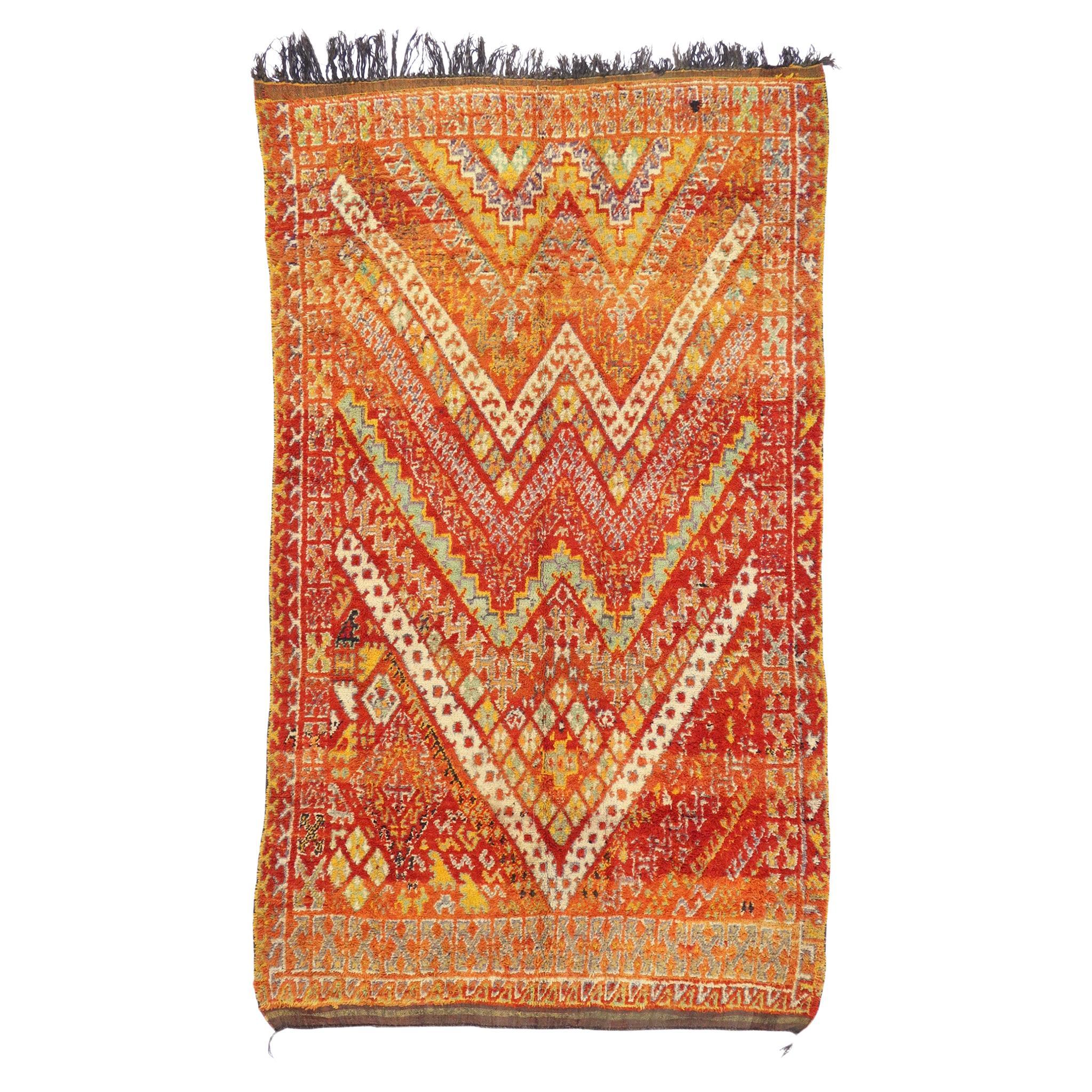 Vintage Berber Beni MGuild Moroccan Rug  For Sale