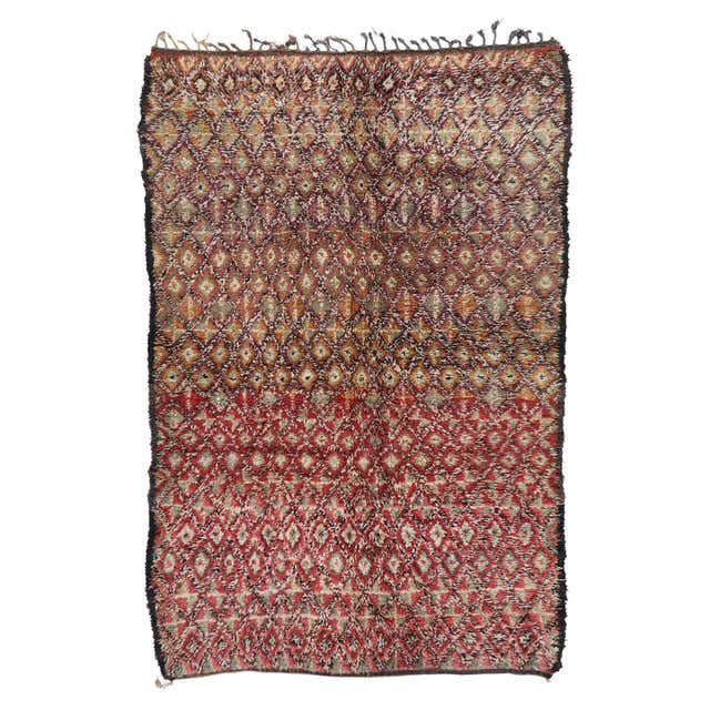 Vintage Moroccan Beni Ouarain Berber Rug For Sale at 1stDibs