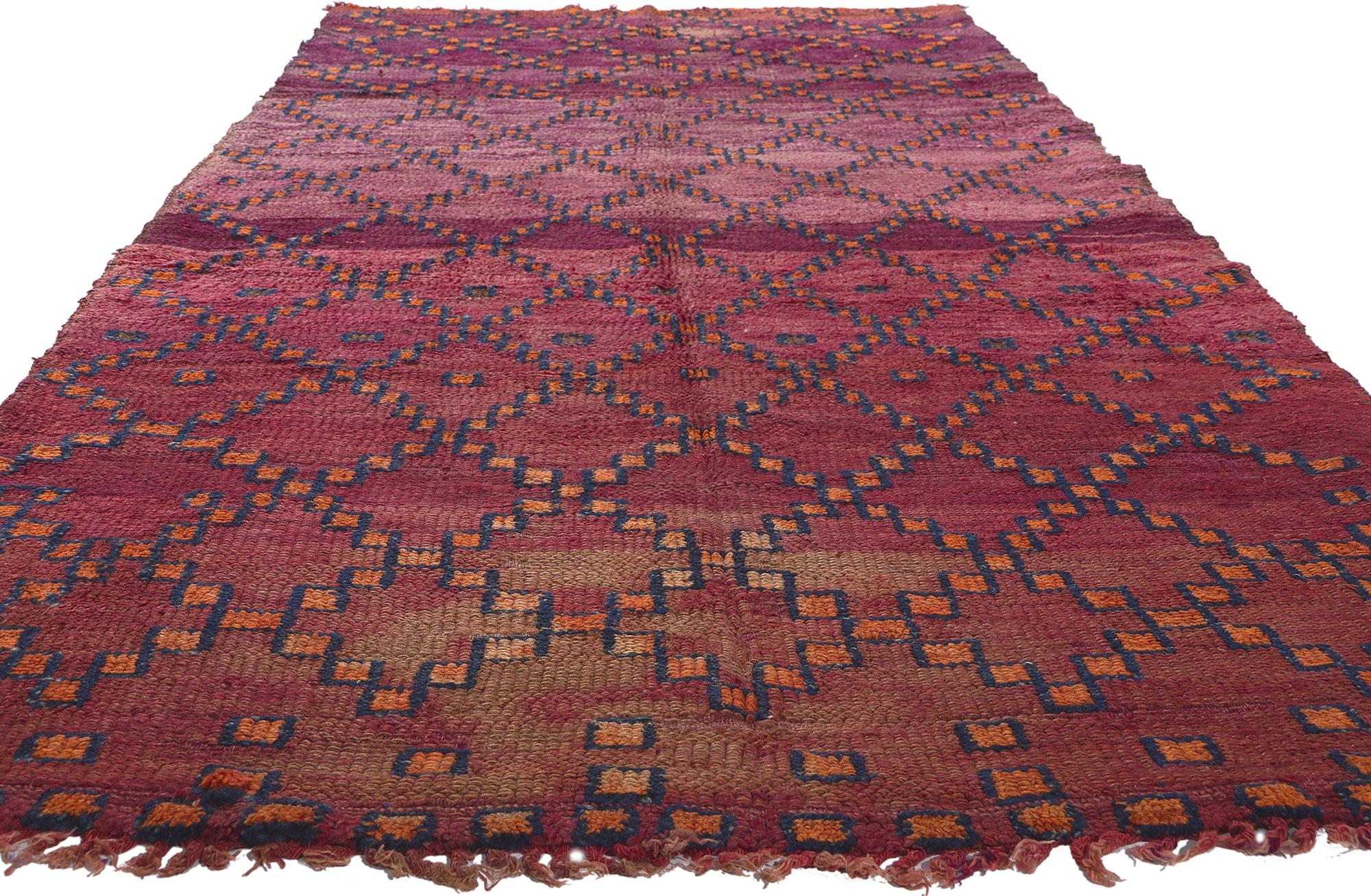 Bohemian Vintage Purple Beni MGuild Moroccan Rug, Tribal Enchantment Meets Boho Chic For Sale