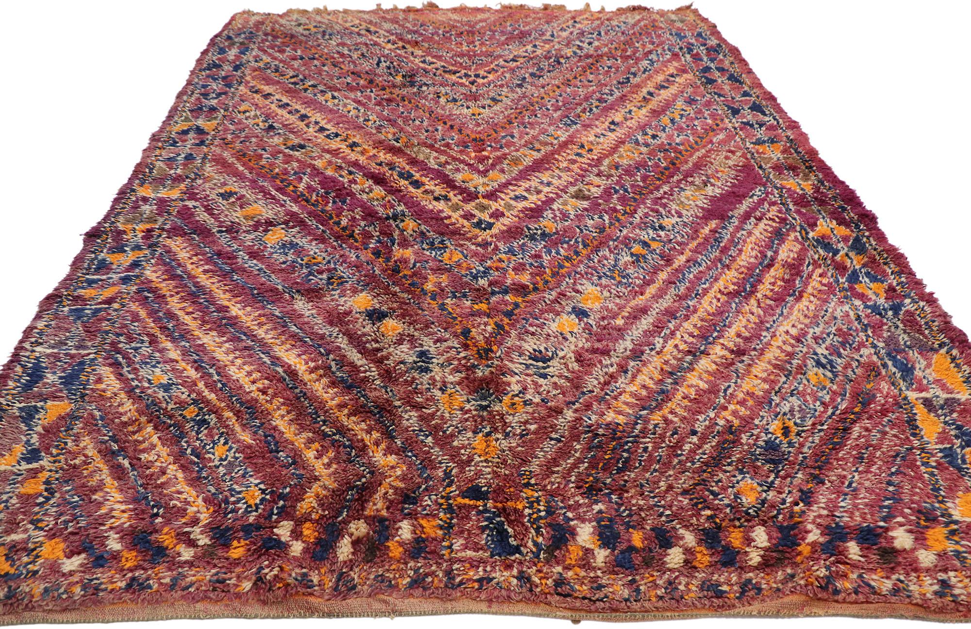 Hand-Knotted Vintage Berber Beni M'Guild Moroccan Rug with Bohemian Style For Sale