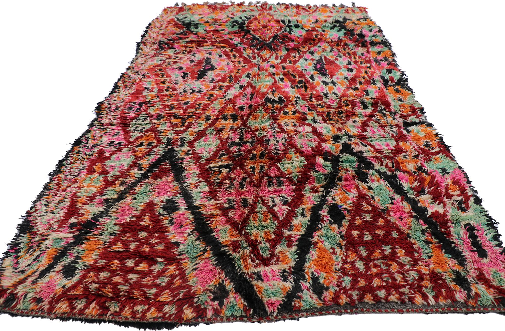 Hand-Knotted Vintage Berber Beni M'Guild Moroccan Rug with Bohemian Style For Sale