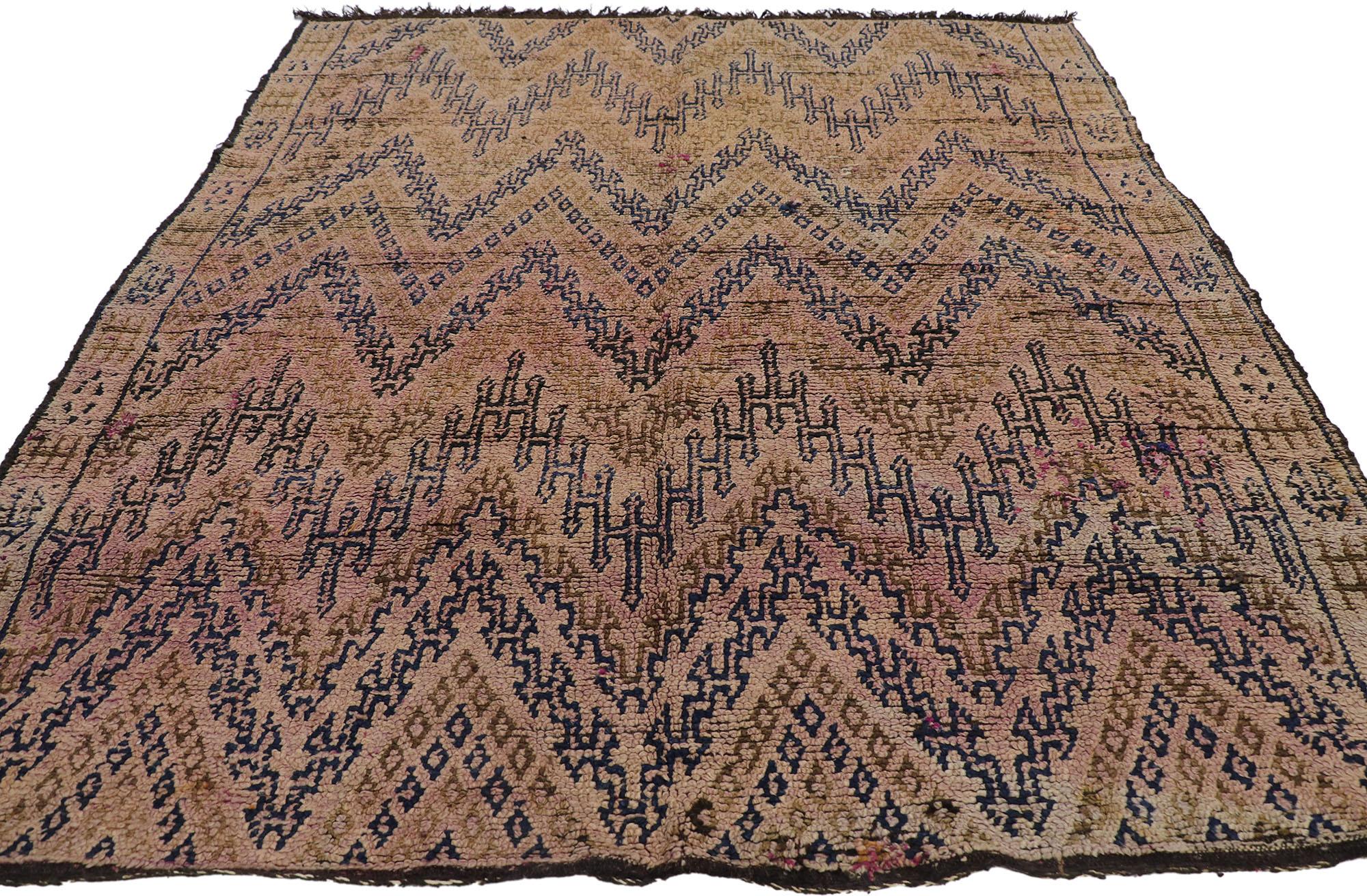 Hand-Knotted Vintage Berber Beni M'Guild Moroccan Rug with Bohemian Style