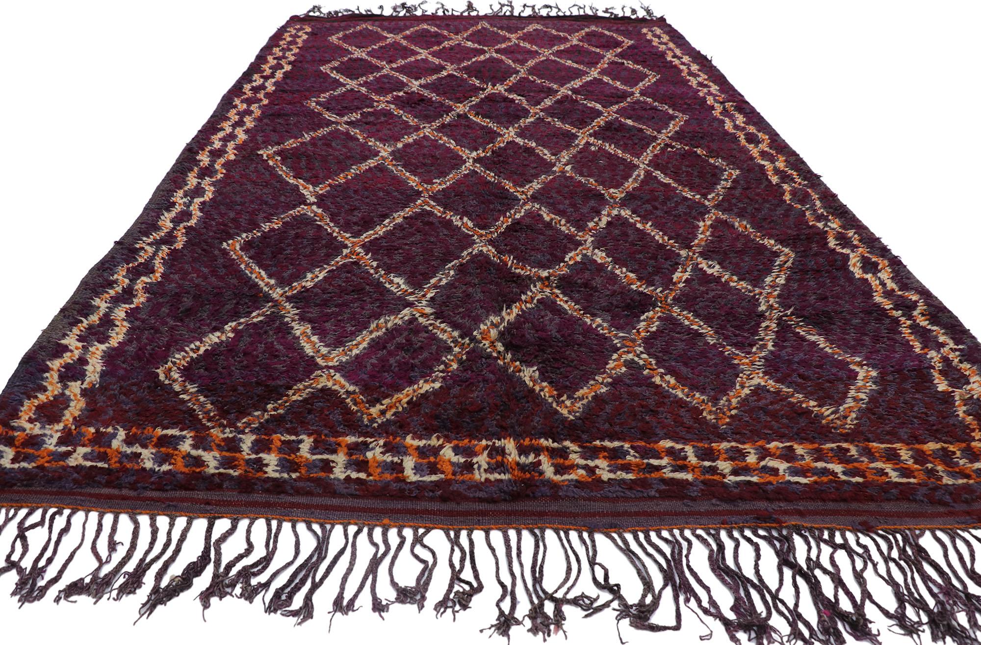 Hand-Knotted Vintage Berber Beni M'guild Moroccan Rug with Bohemian Style For Sale