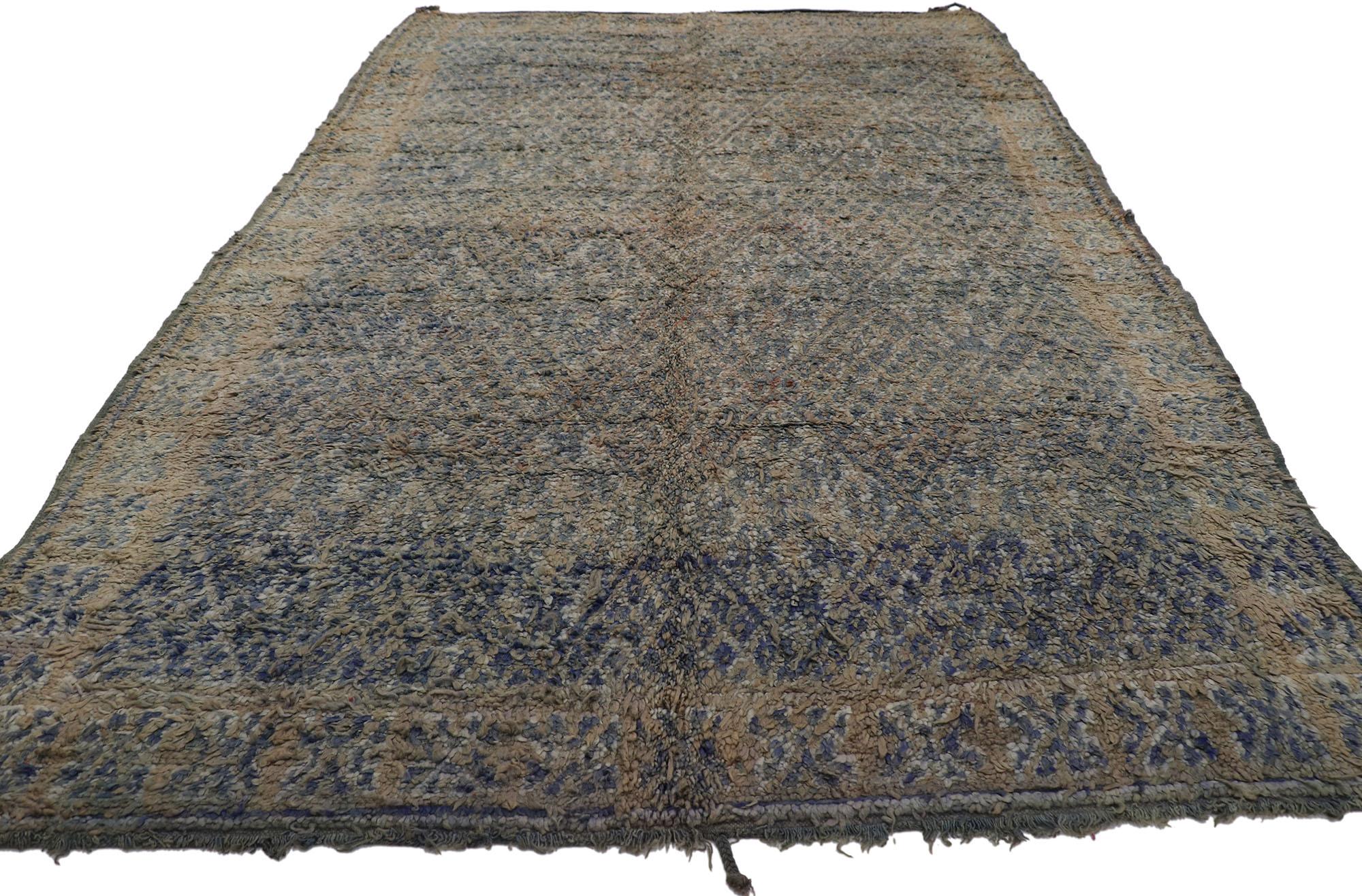 Hand-Knotted Vintage Berber Beni M'Guild Moroccan Rug with Bohemian Style For Sale