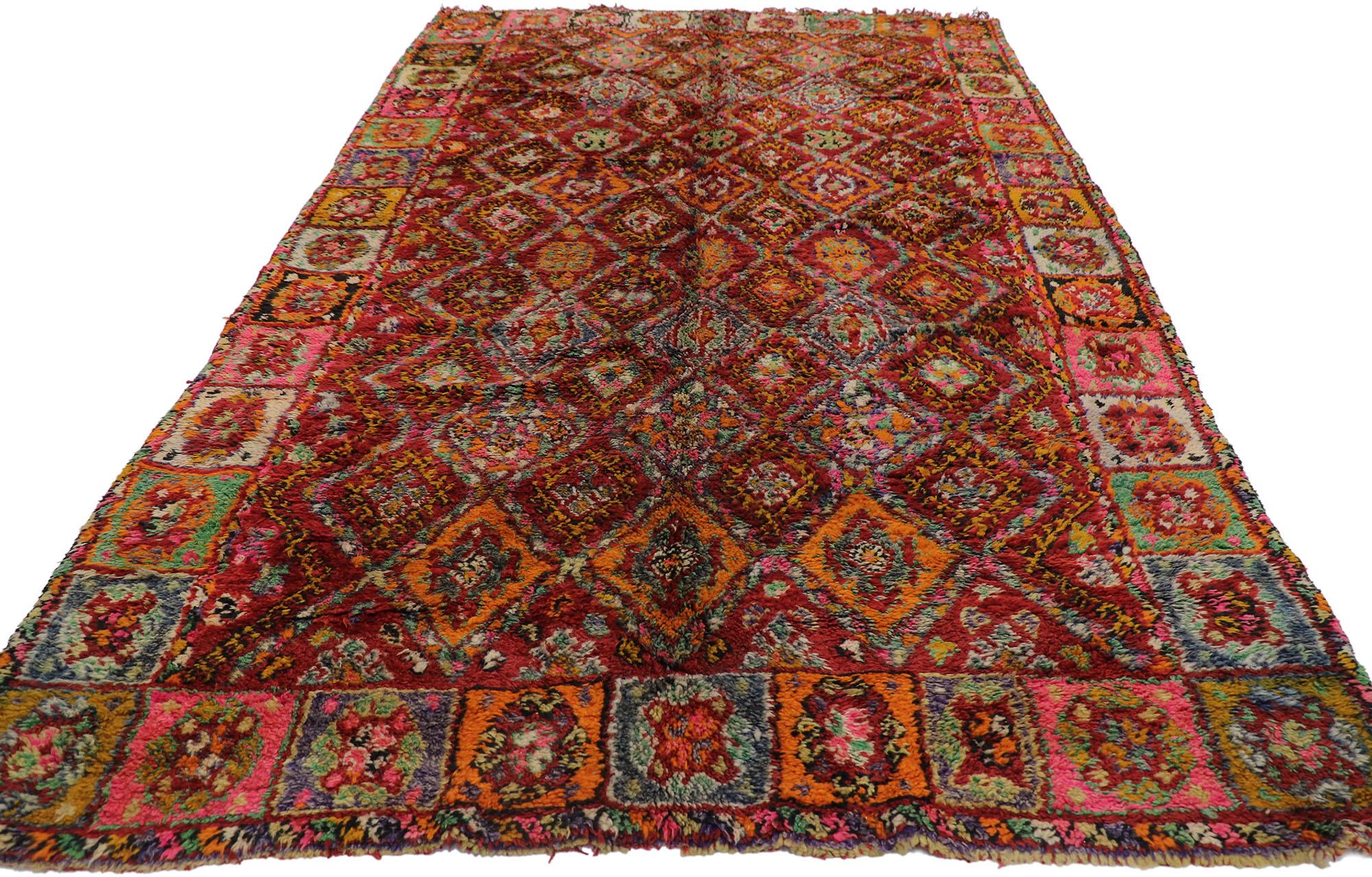 Hand-Knotted Vintage Berber Beni M'Guild Moroccan Rug with Bohemian Style For Sale