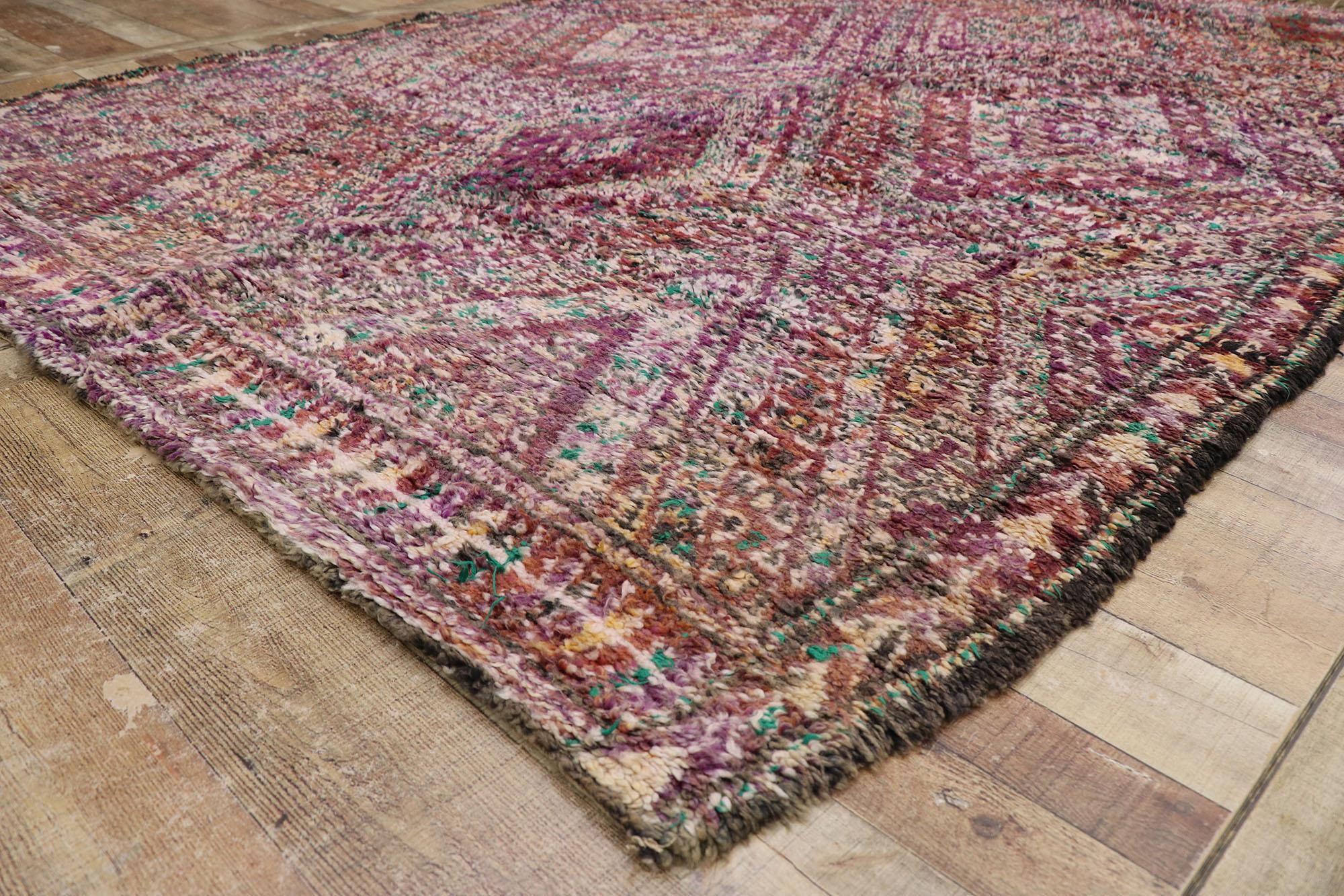 Wool Vintage Berber Beni M'Guild Moroccan Rug with Bohemian Style For Sale